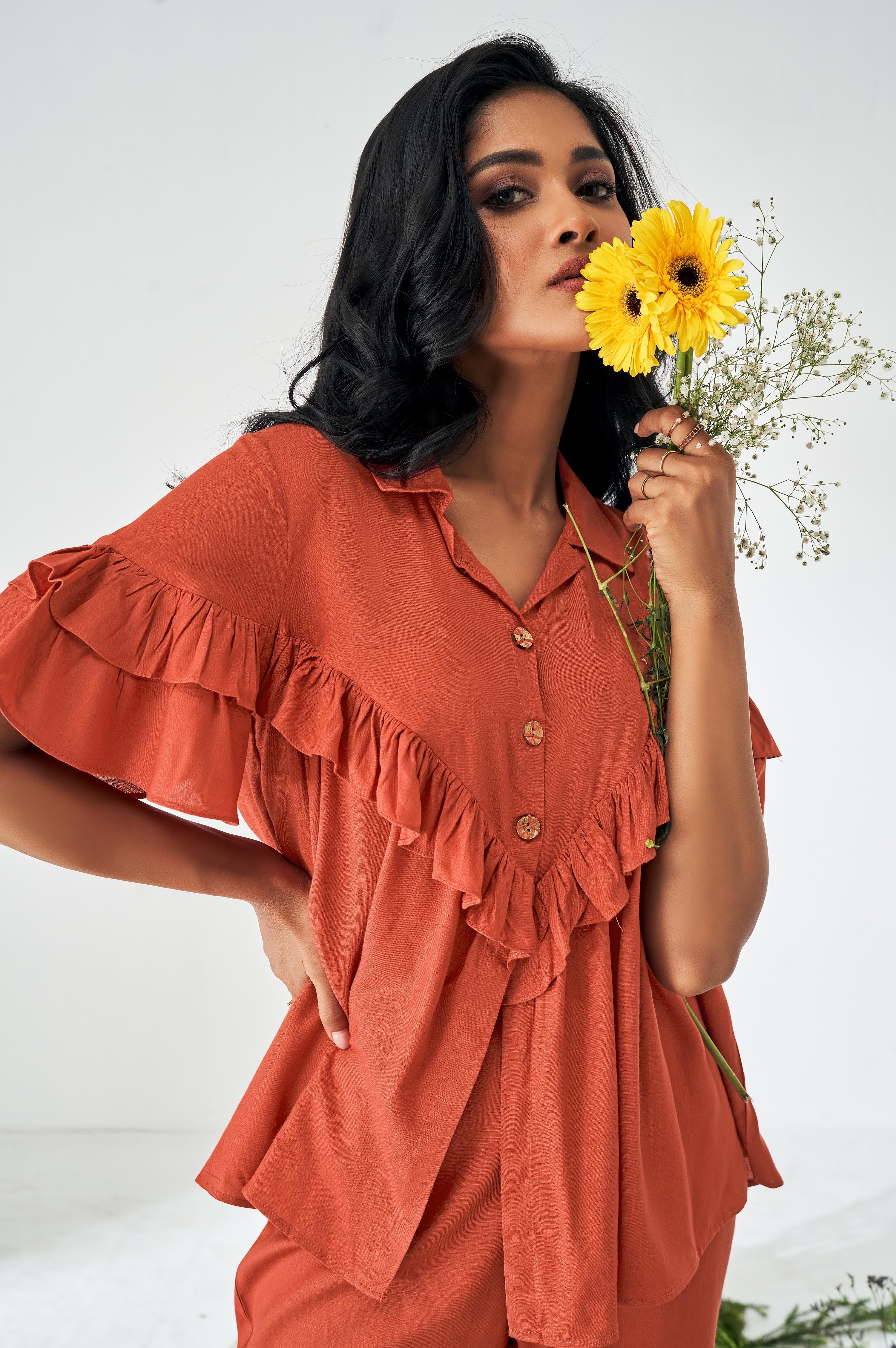 Amber Glow Rayon Co-Ord Set