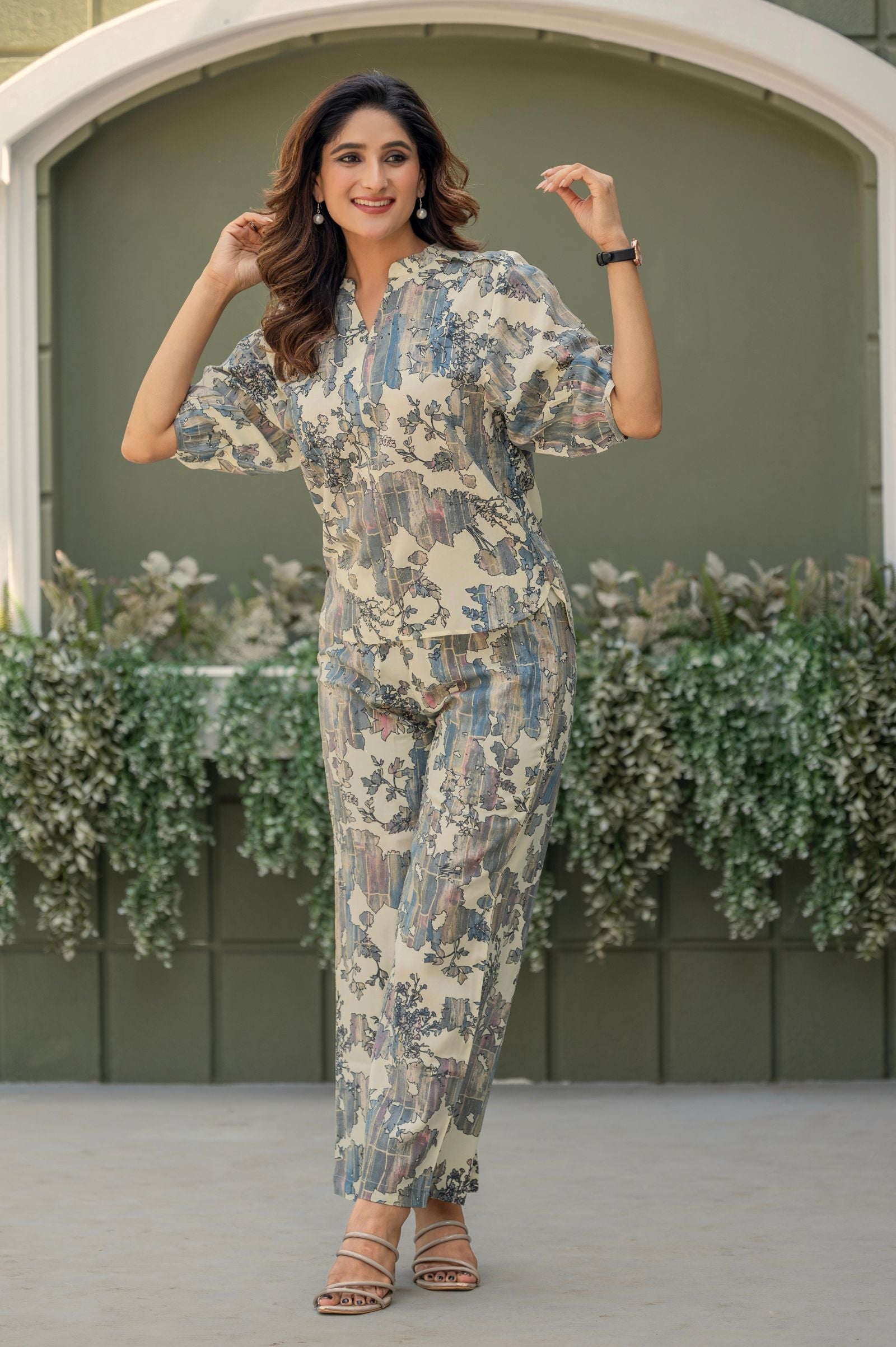 Silver Aura Foil Print Co-Ord Set