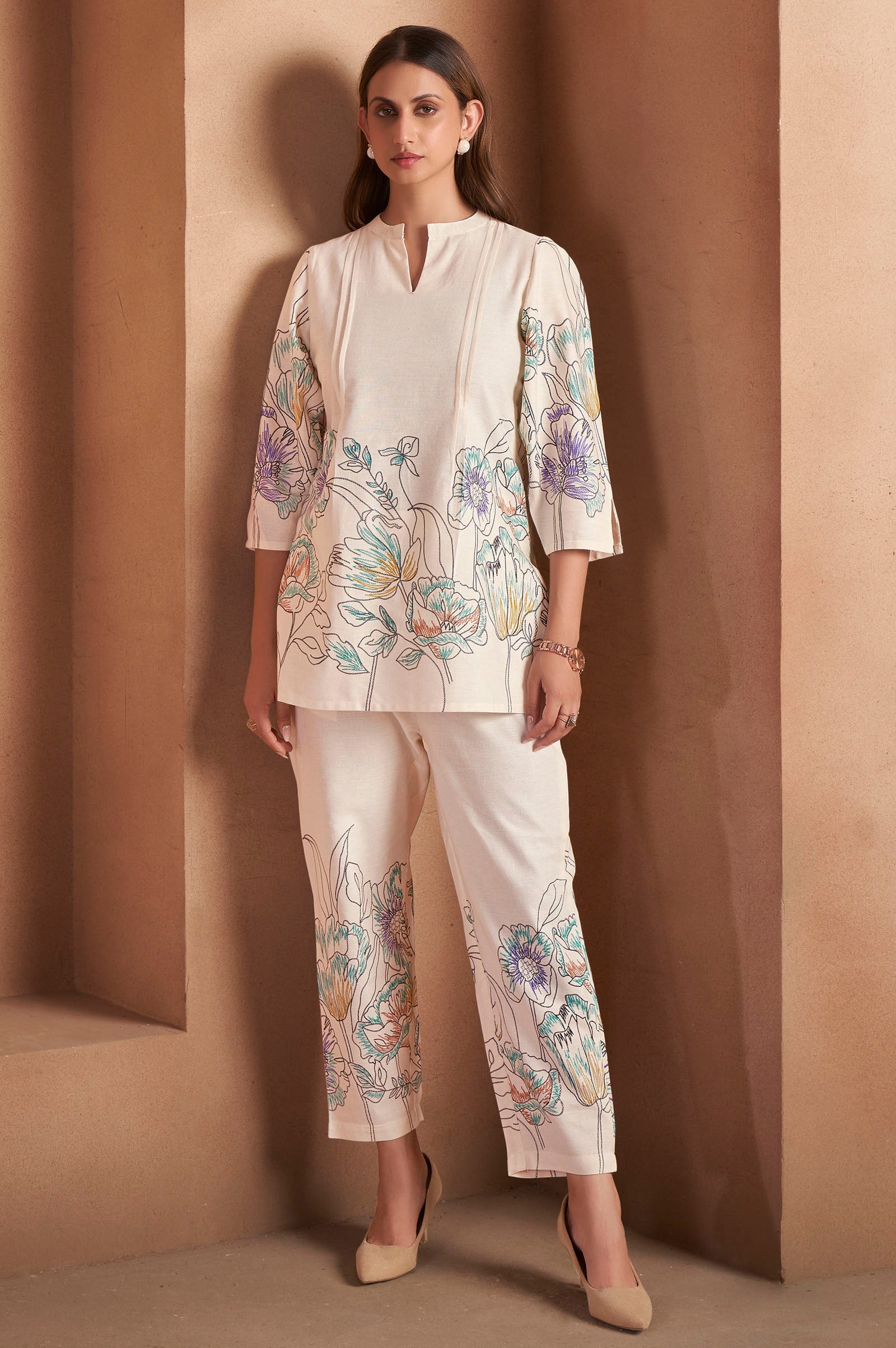Ivory Muse Printed Cotton Co-Ord Set