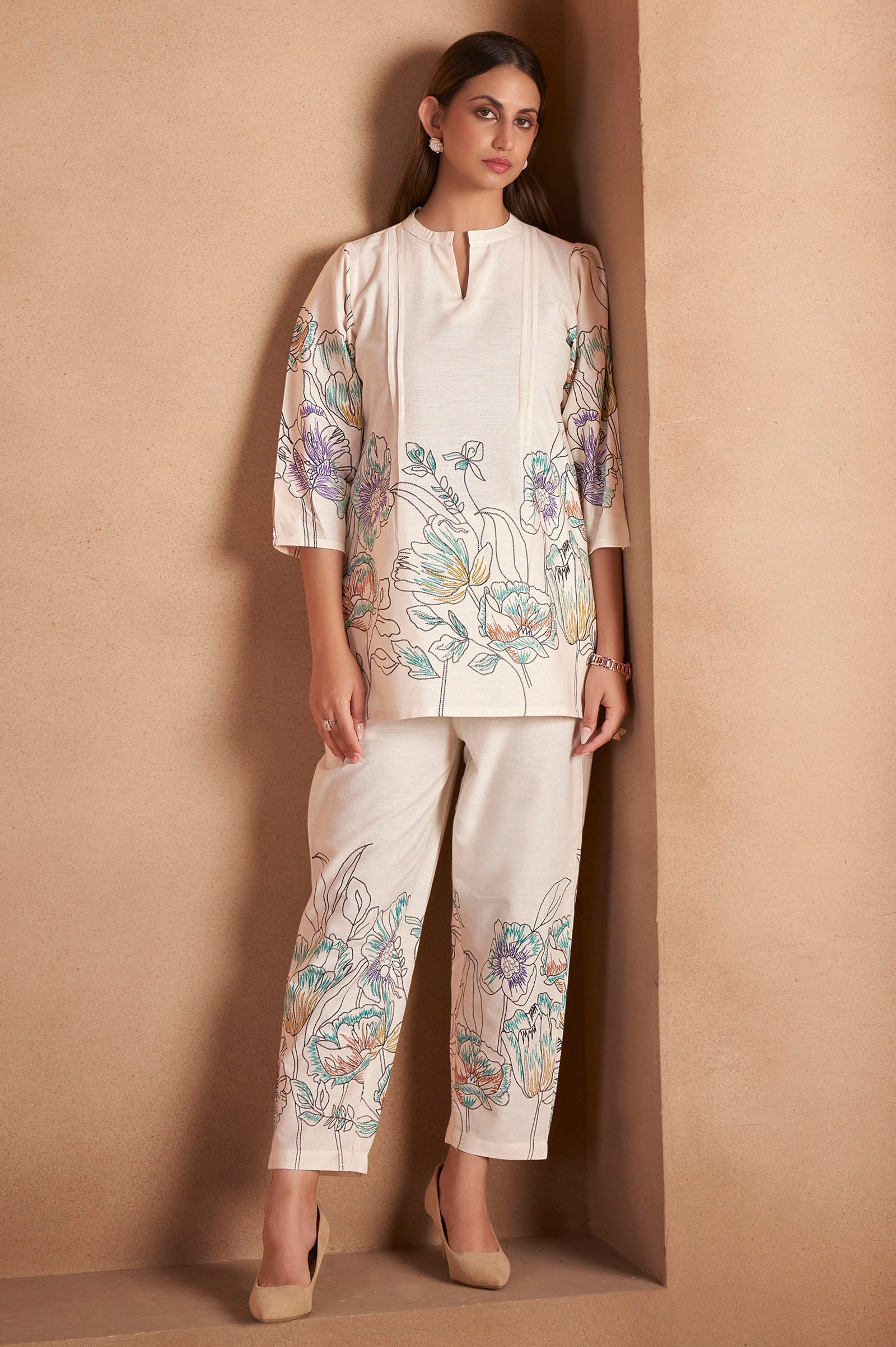 Ivory Muse Printed Cotton Co-Ord Set