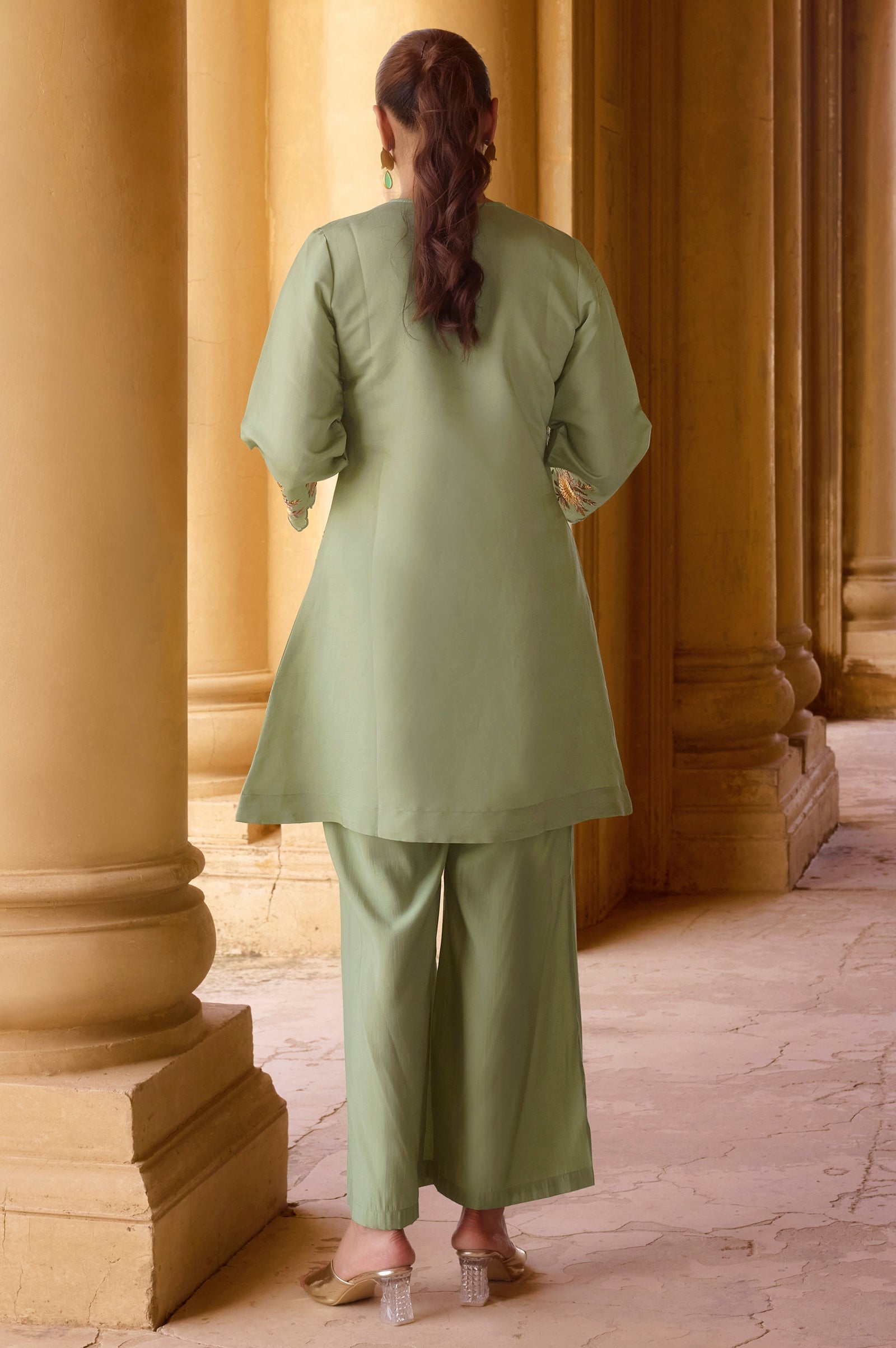 Embroidered Roman Silk Co-Ord Set