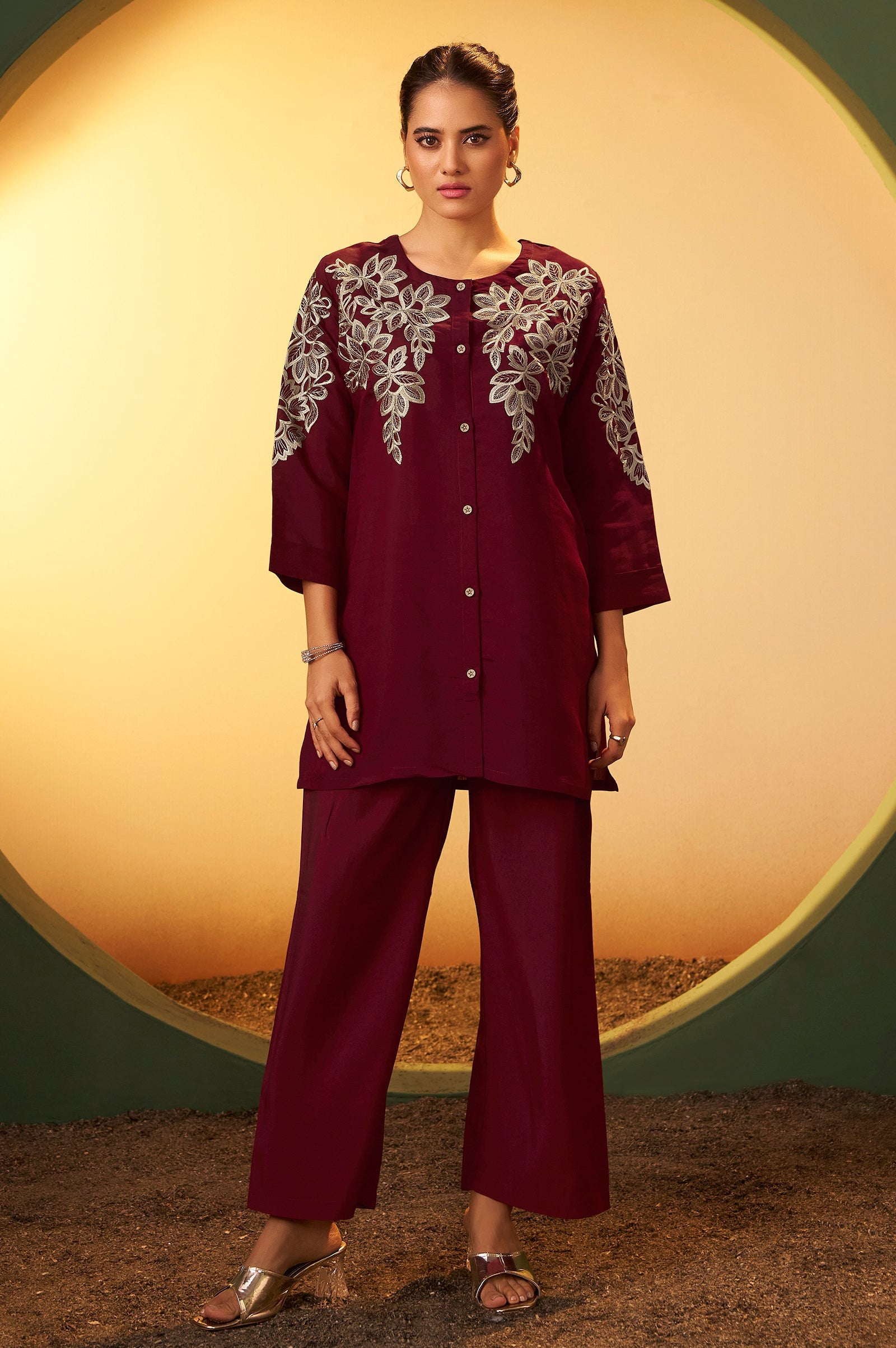 Mahira Maroon Elegance Co-Ord Set