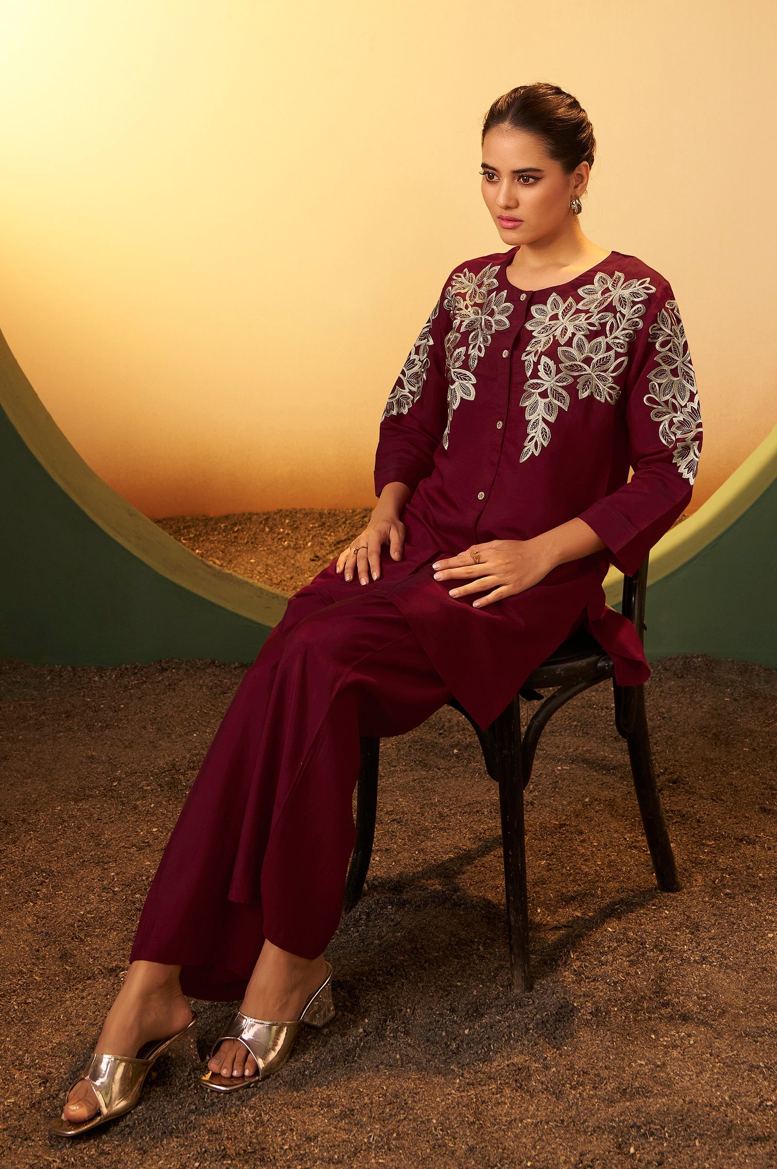 Mahira Maroon Elegance Co-Ord Set