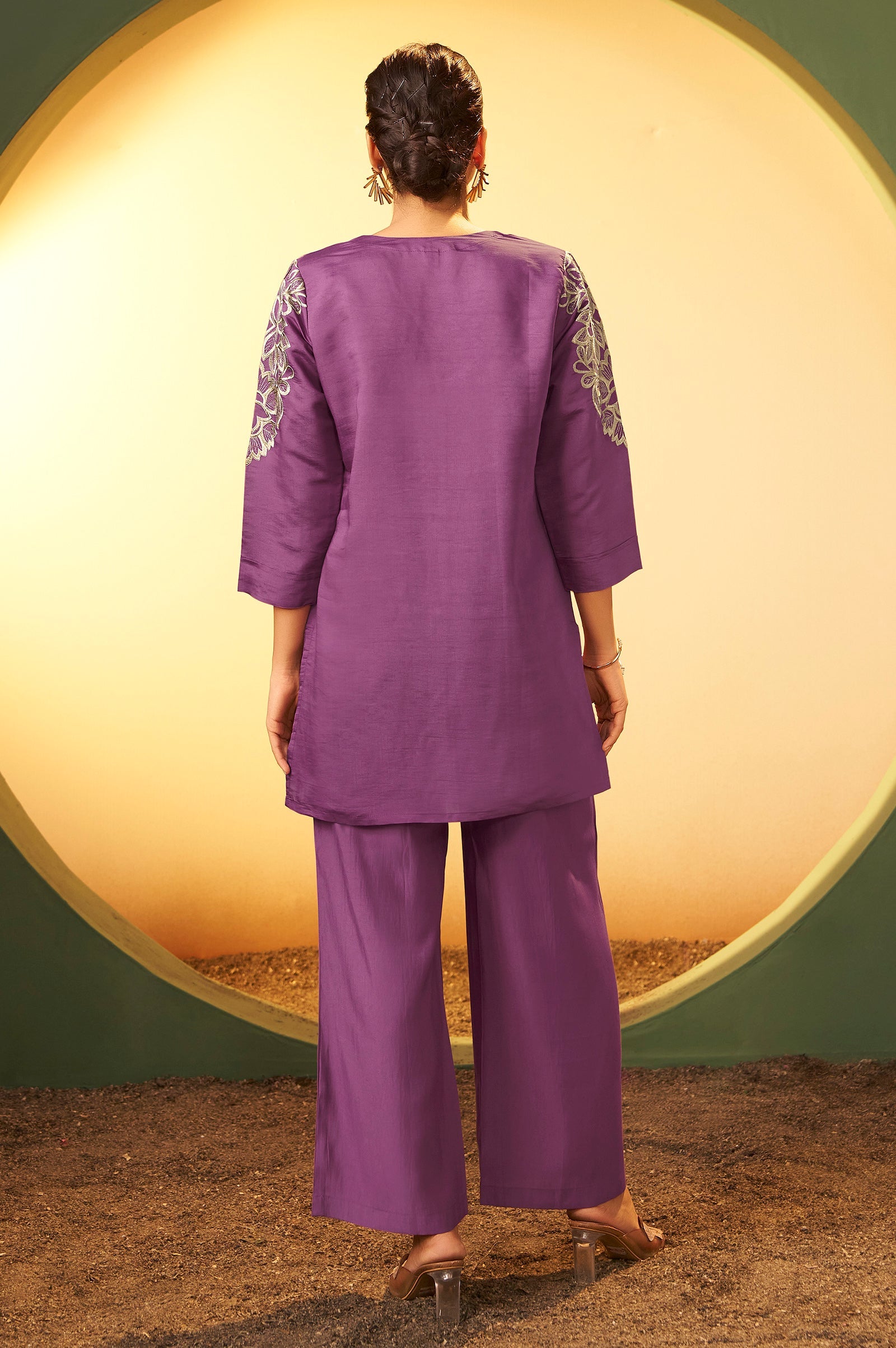 Blush Royale Embroidered Roman Silk Co-Ord Set