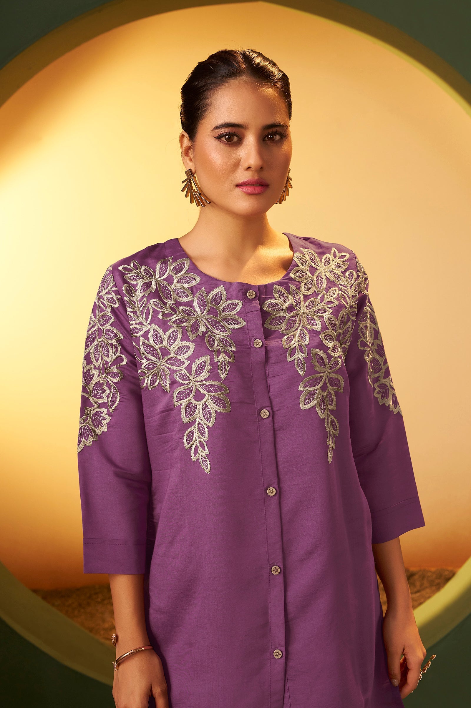 Blush Royale Embroidered Roman Silk Co-Ord Set