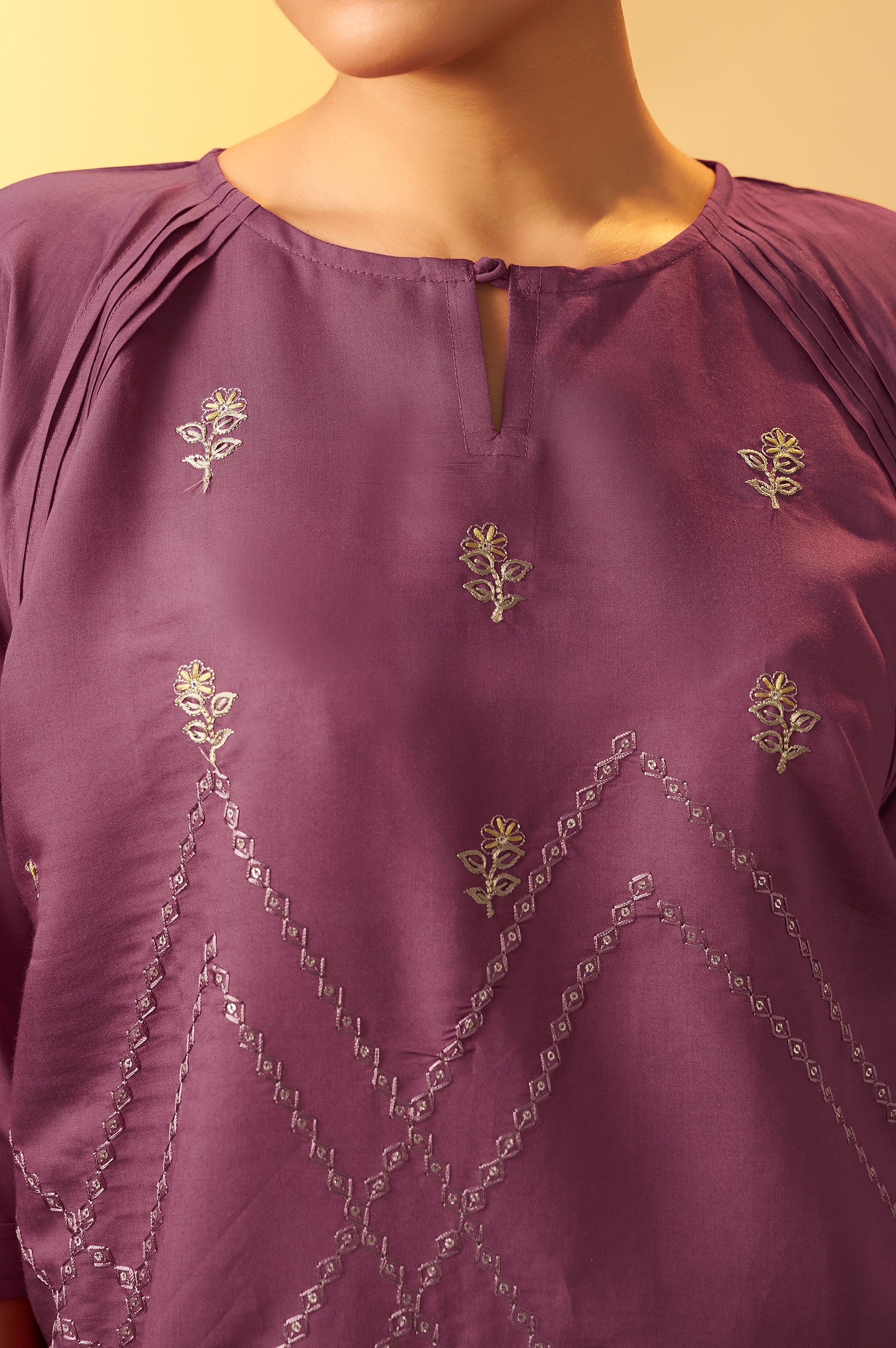 Rose Blush Embroidered Roman Silk Co-Ord Set