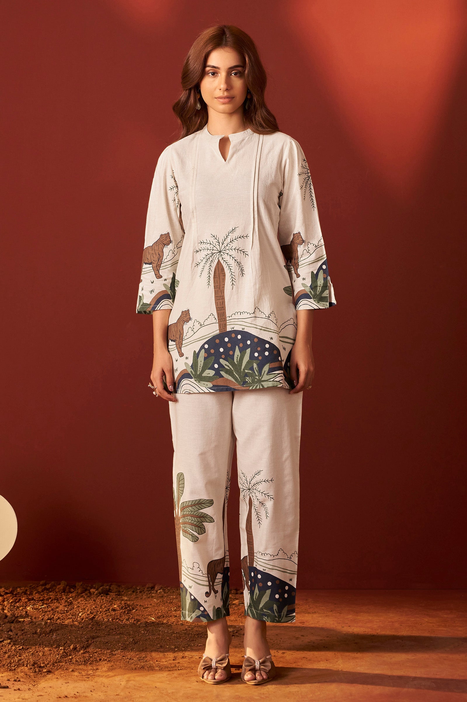 Ivory Bloom Printed Cotton Co-Ord Set