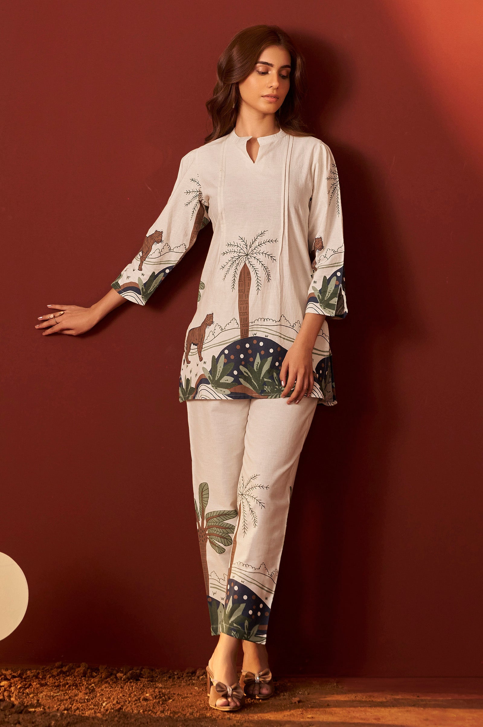 Ivory Bloom Printed Cotton Co-Ord Set