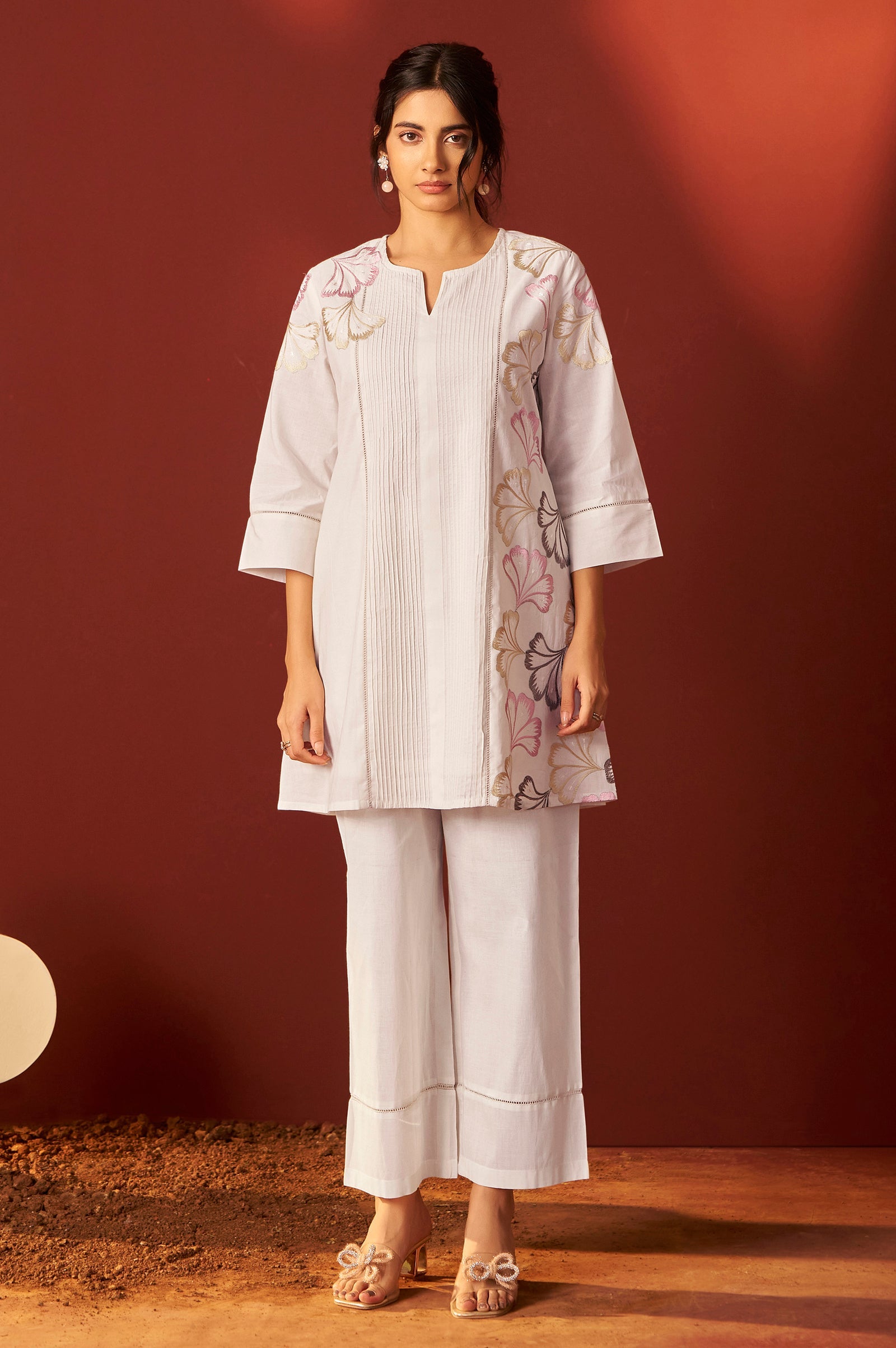 Ivory Grace Embroidered Cotton Co-Ord Set