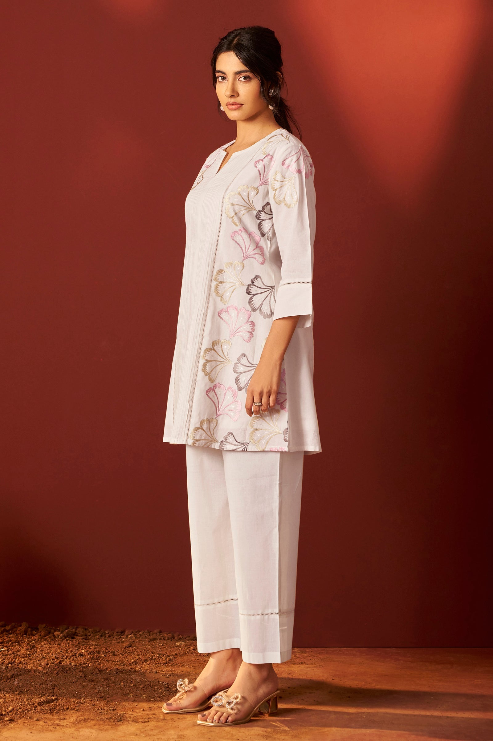 Ivory Grace Embroidered Cotton Co-Ord Set