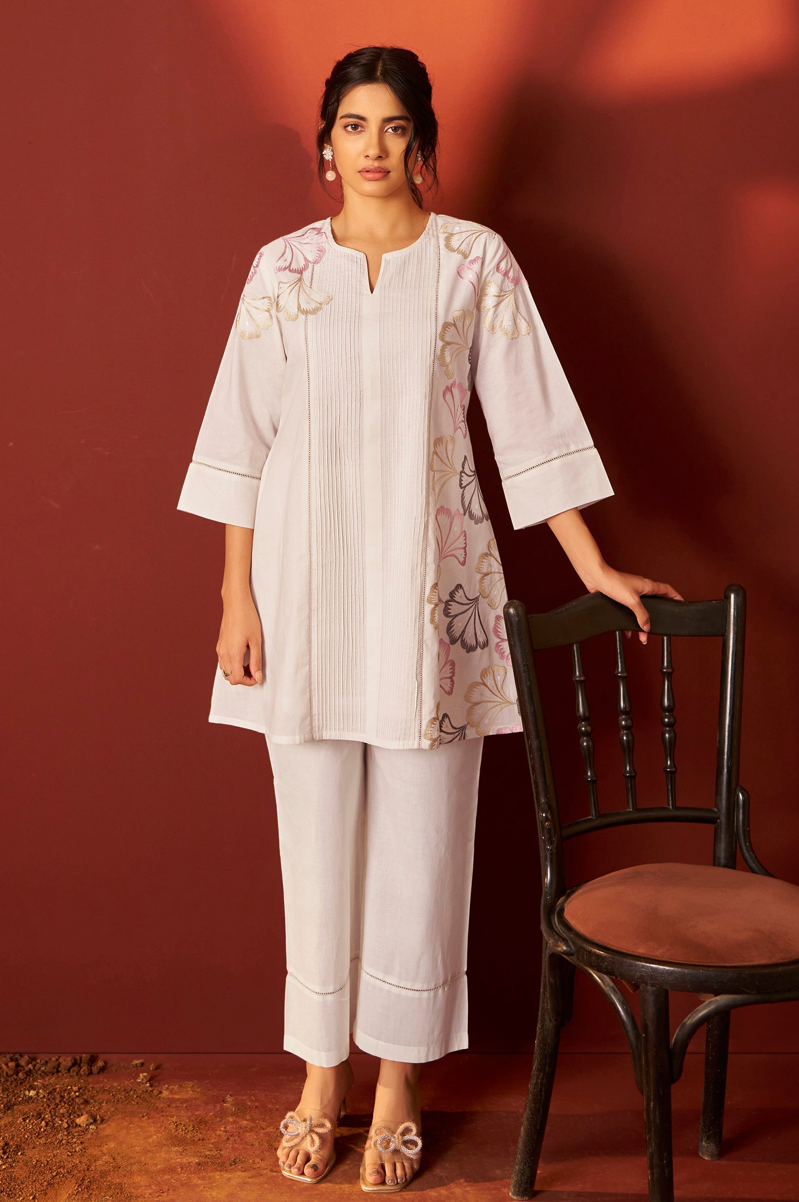 Ivory Grace Embroidered Cotton Co-Ord Set