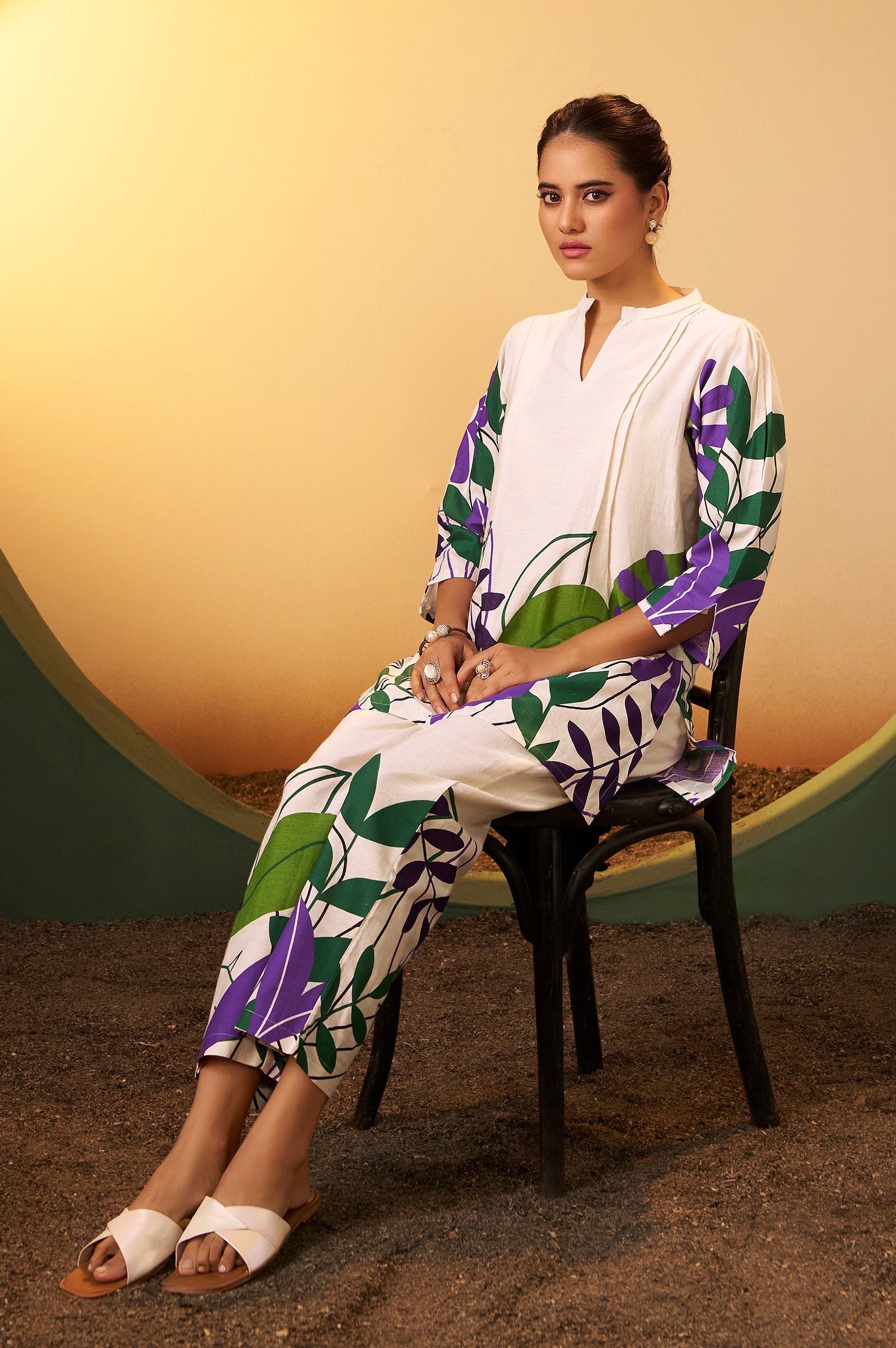 Ivory Heritage Printed Cotton Co-Ord Set