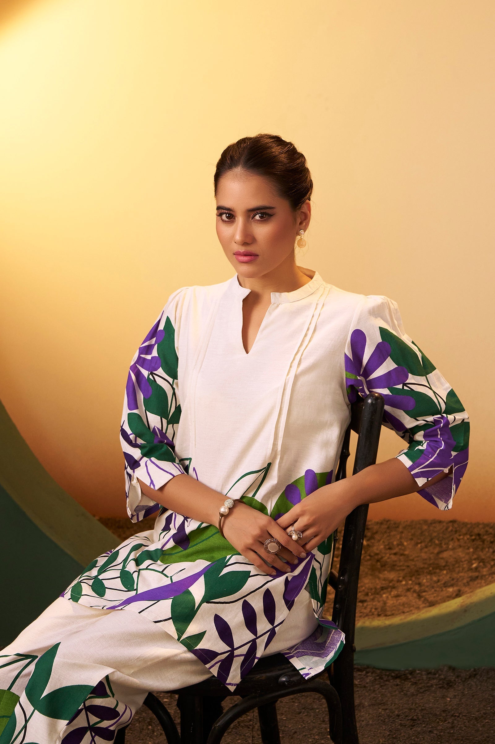 Ivory Heritage Printed Cotton Co-Ord Set
