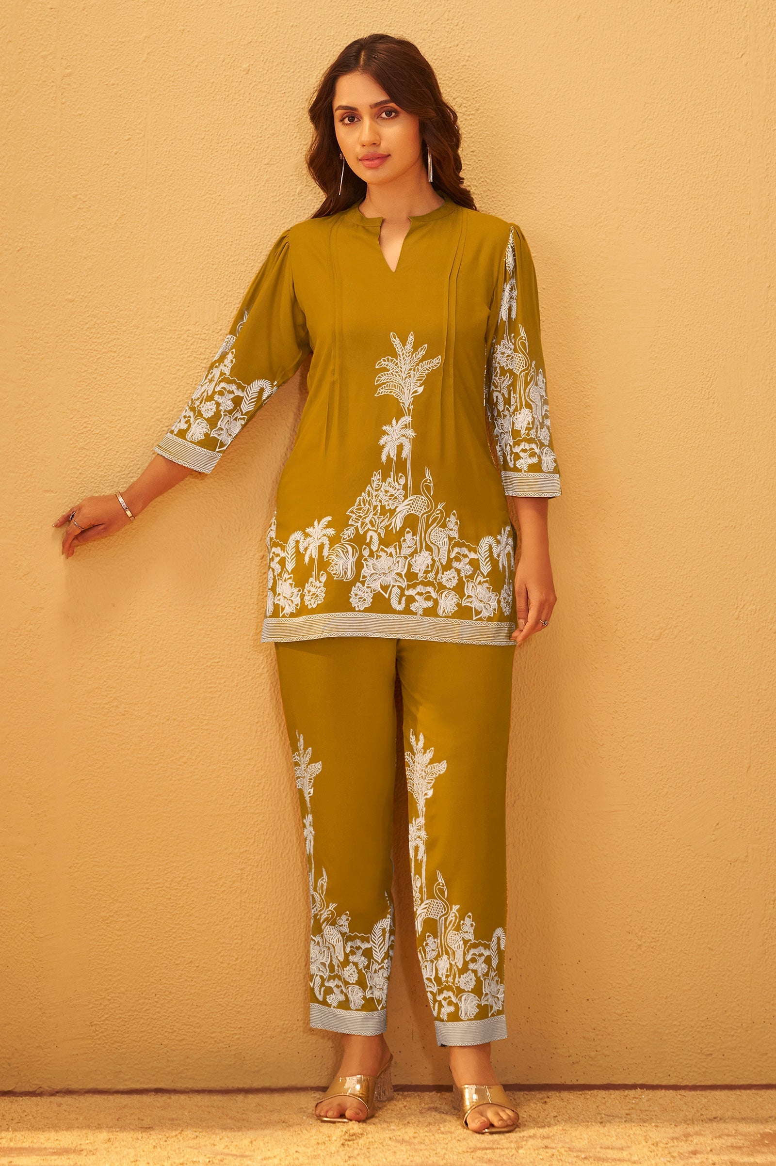 Mustard Bloom Printed Rayon Co-Ord Set
