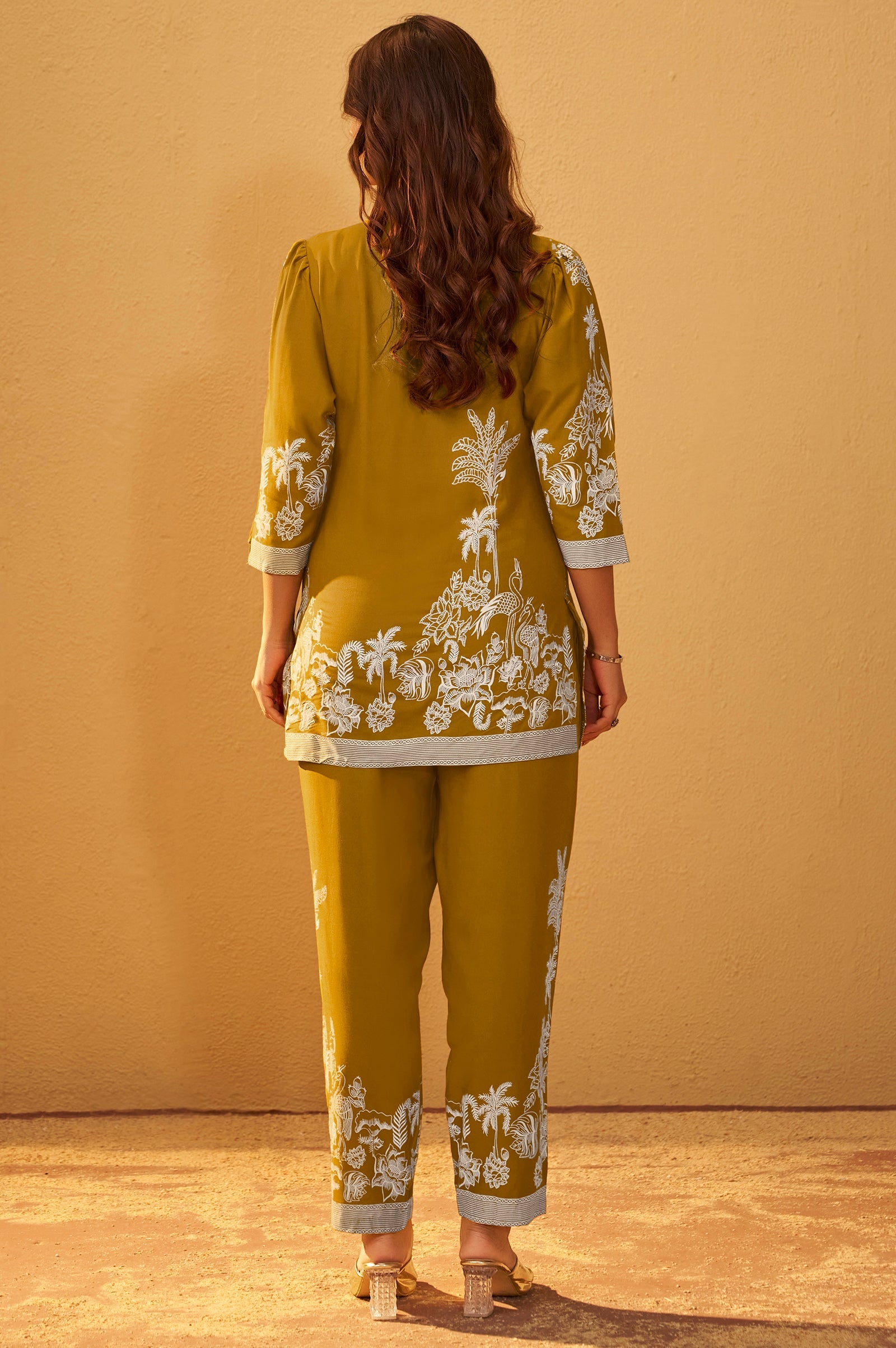 Mustard Bloom Printed Rayon Co-Ord Set