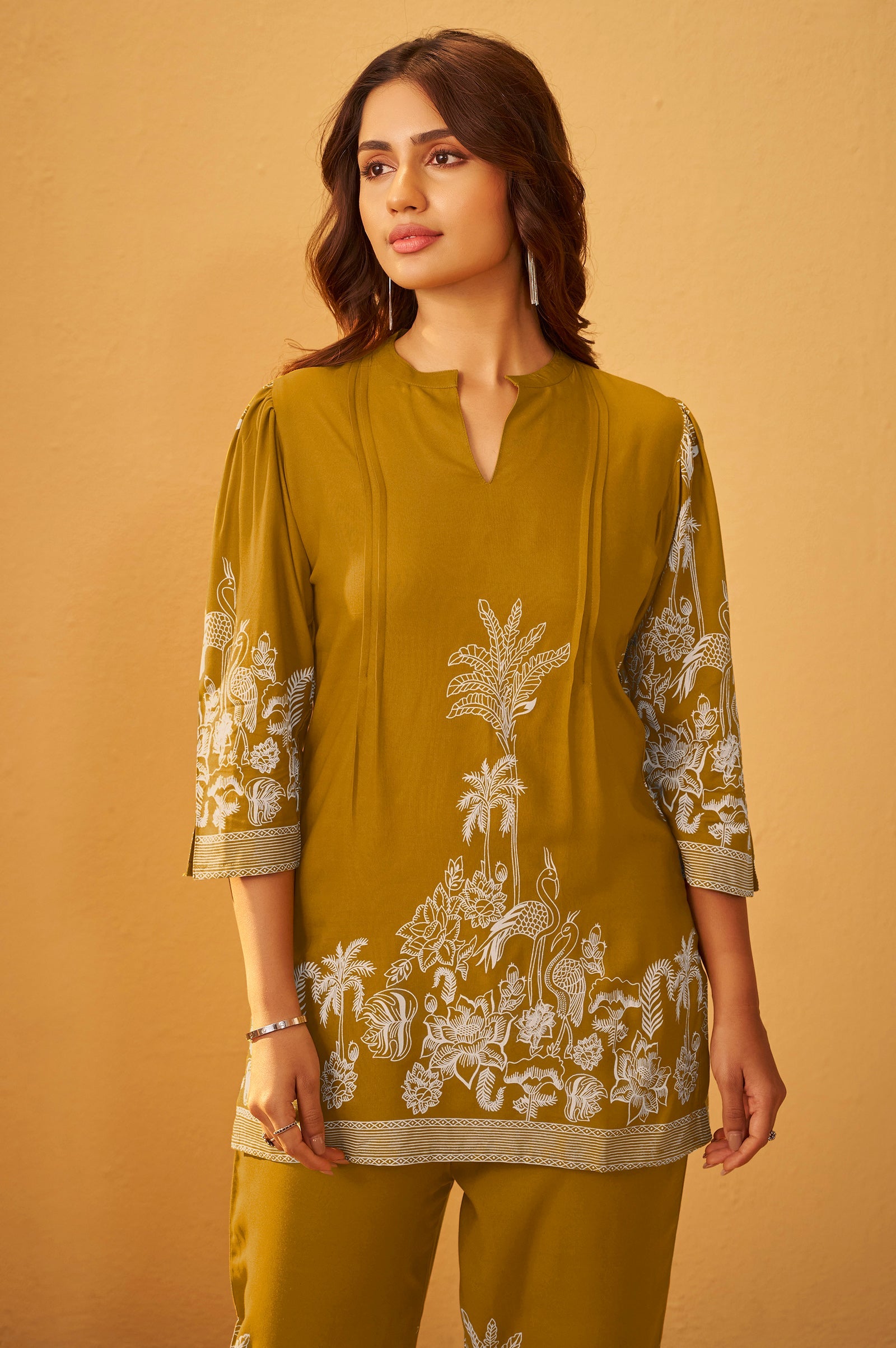 Mustard Bloom Printed Rayon Co-Ord Set
