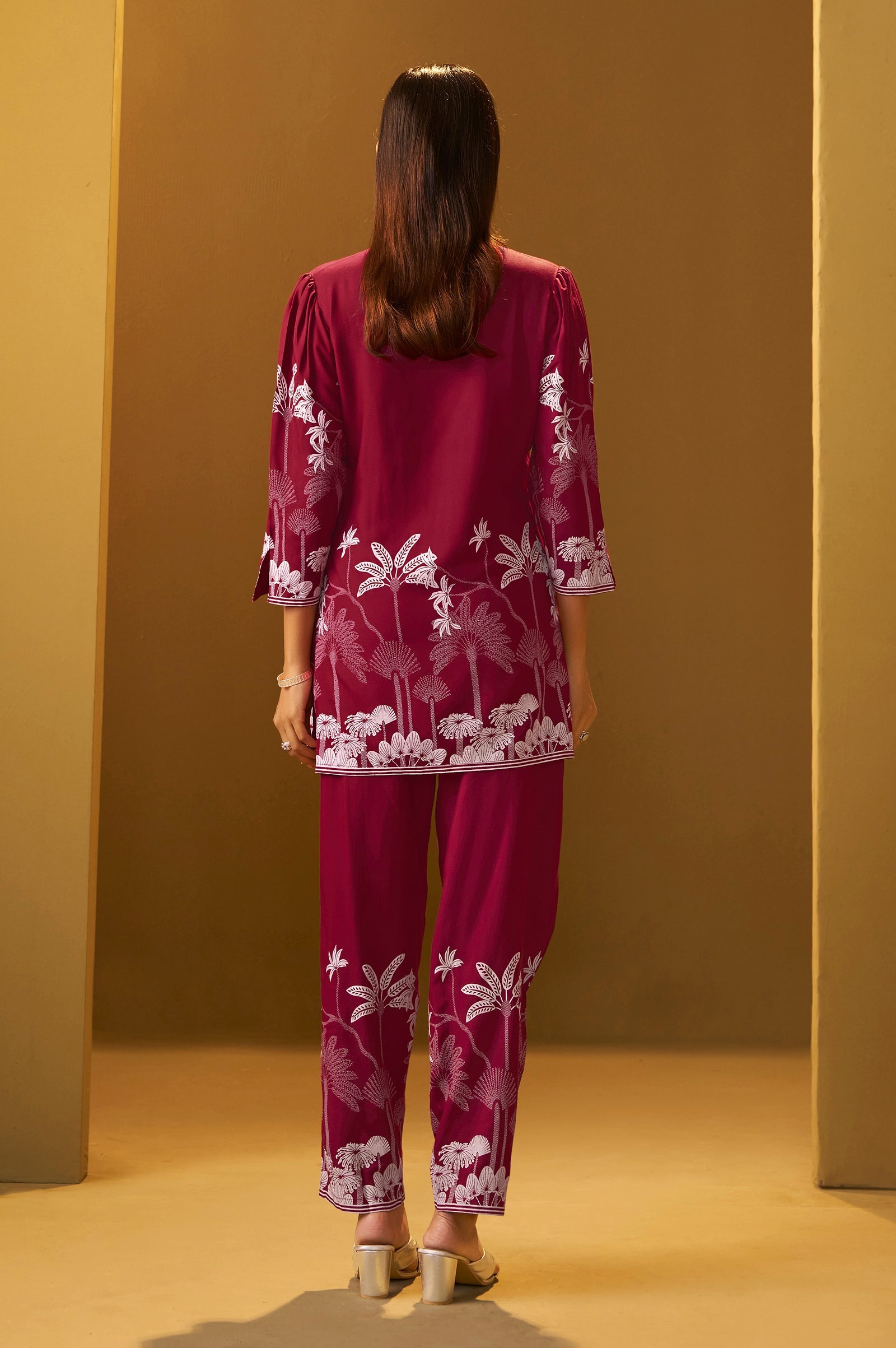 Crimson Bloom Printed Rayon Co-Ord Set