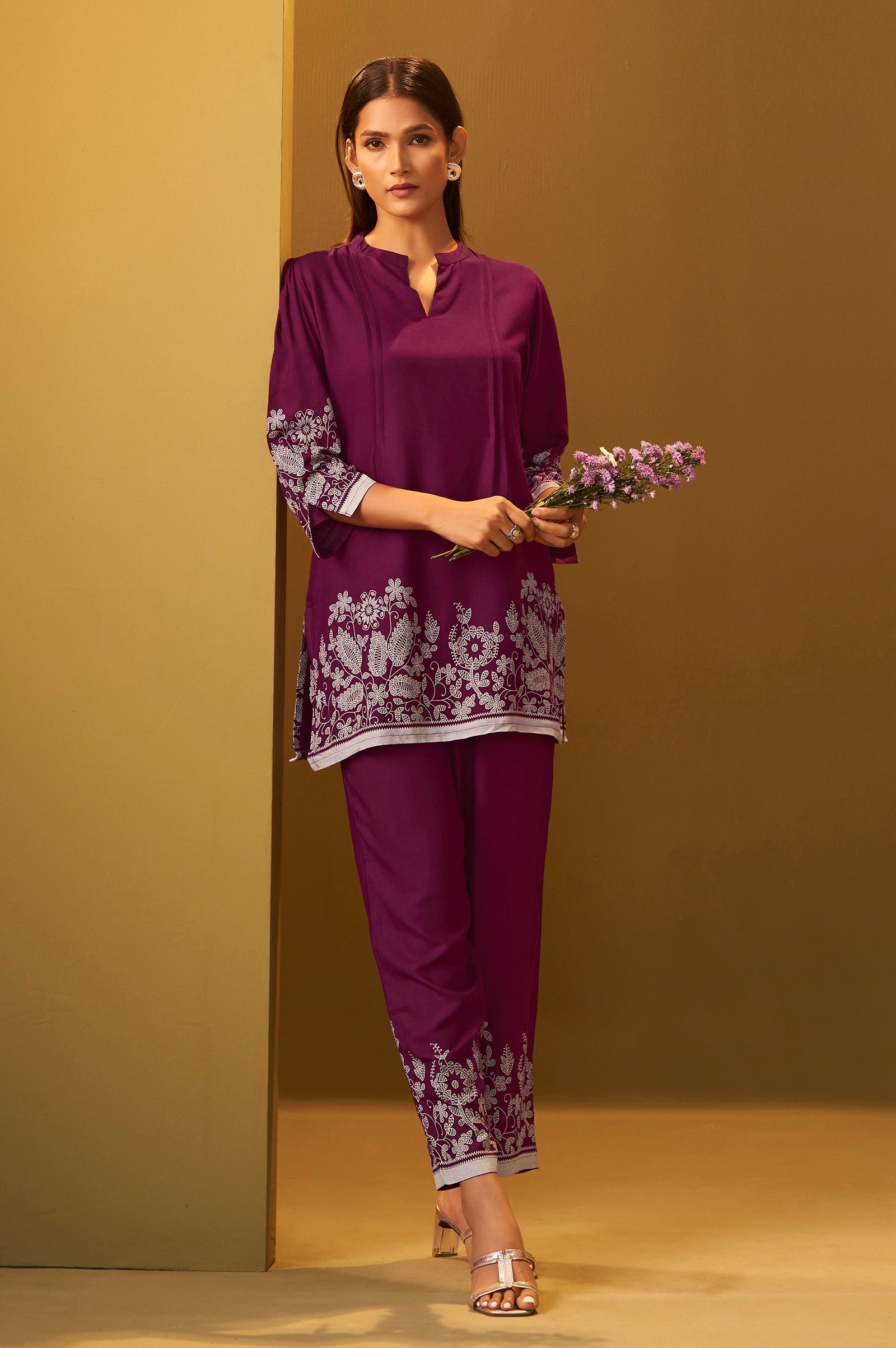 Maroon Muse Printed Rayon Co-Ord Set
