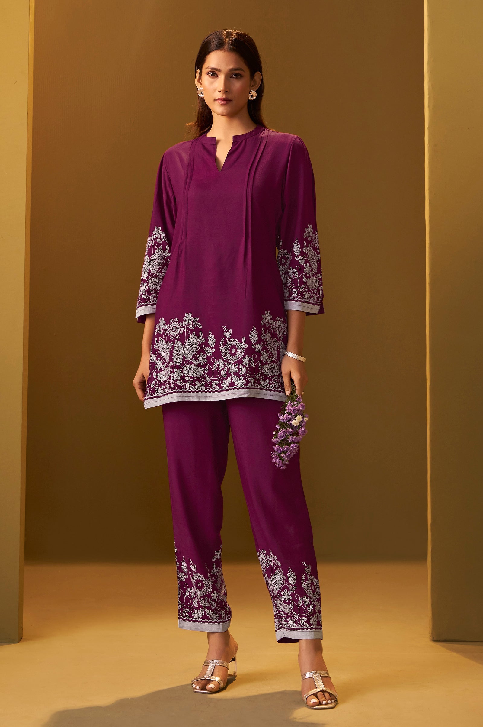 Maroon Muse Printed Rayon Co-Ord Set