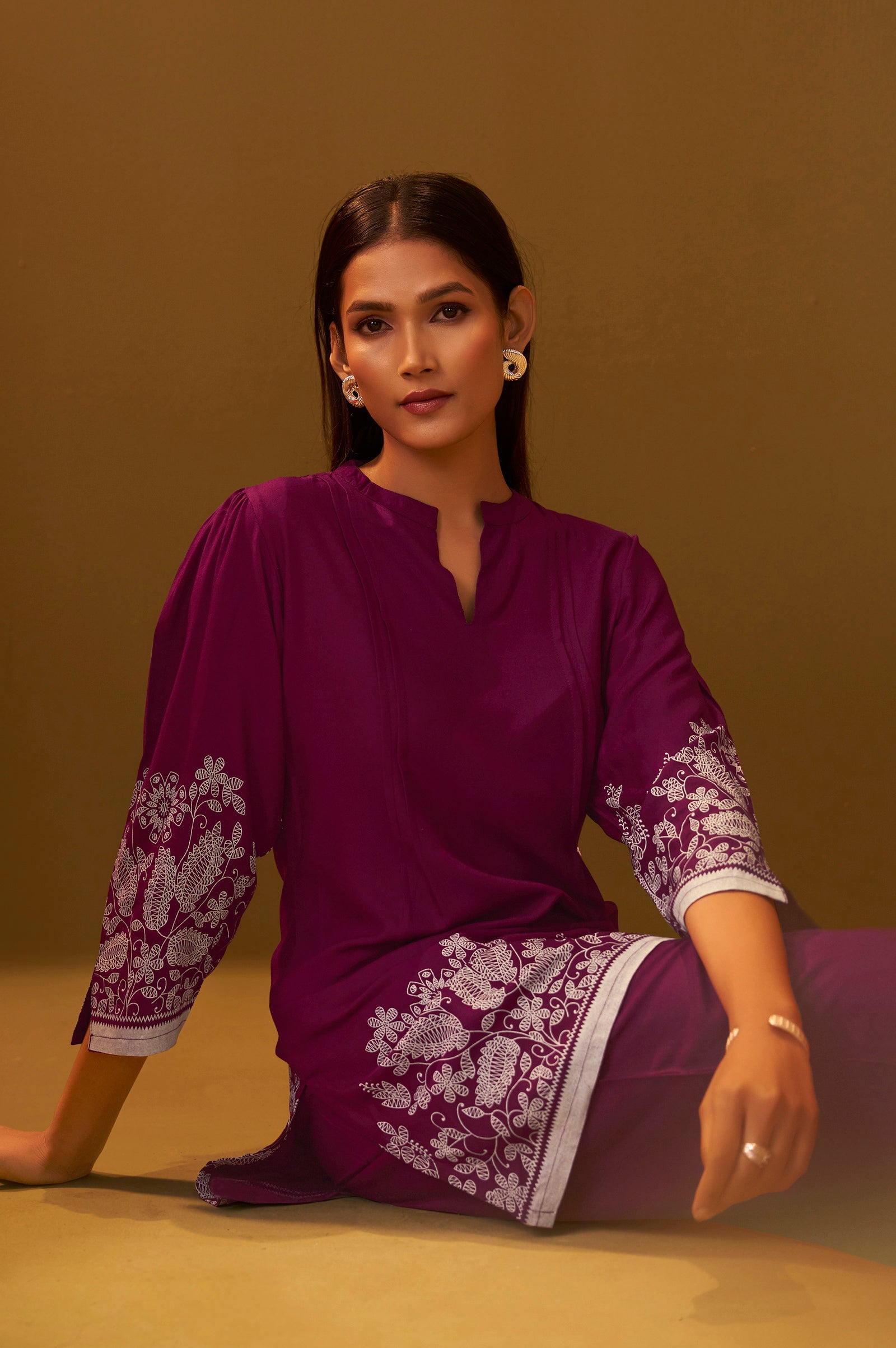 Maroon Muse Printed Rayon Co-Ord Set