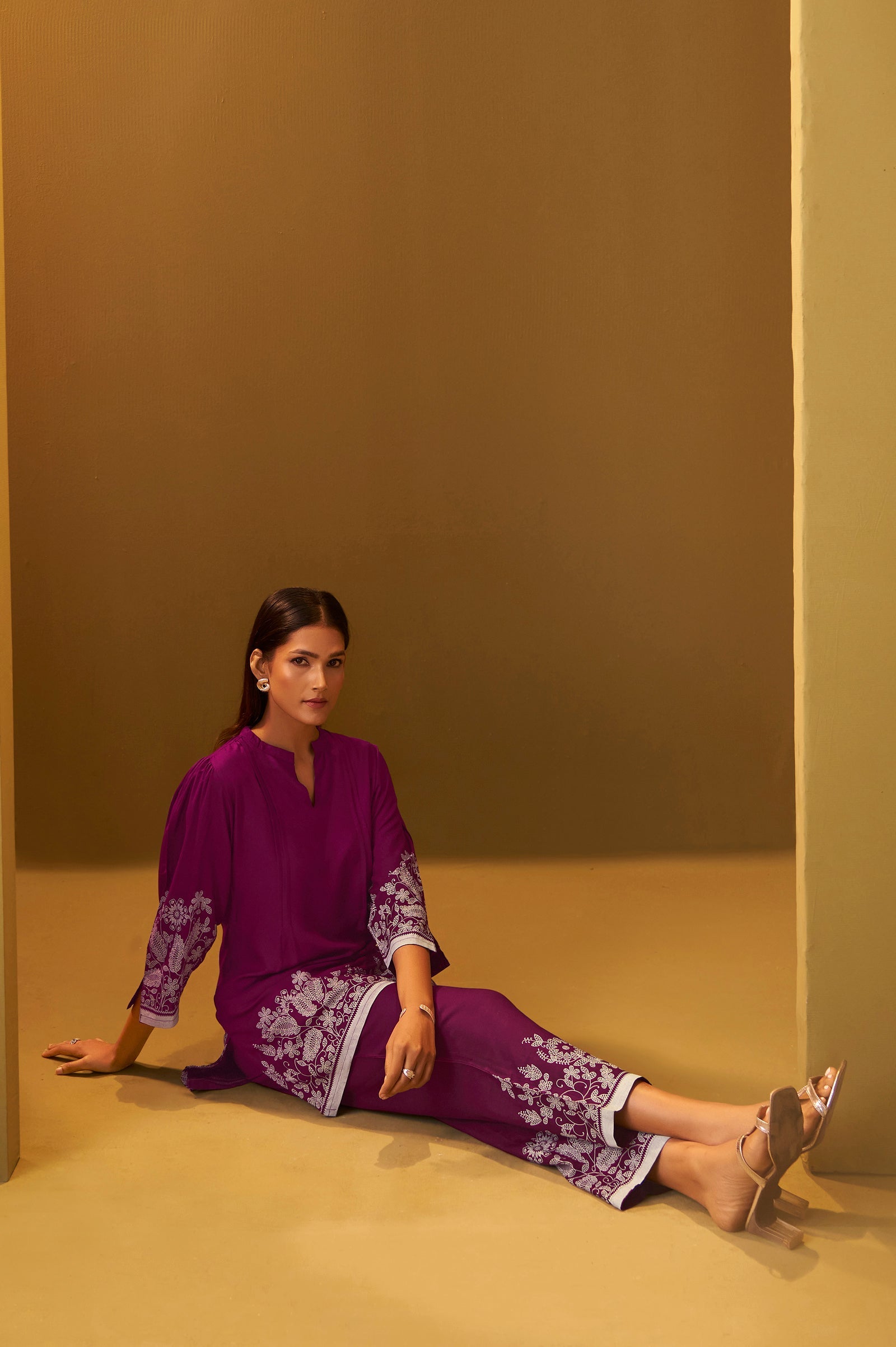 Maroon Muse Printed Rayon Co-Ord Set