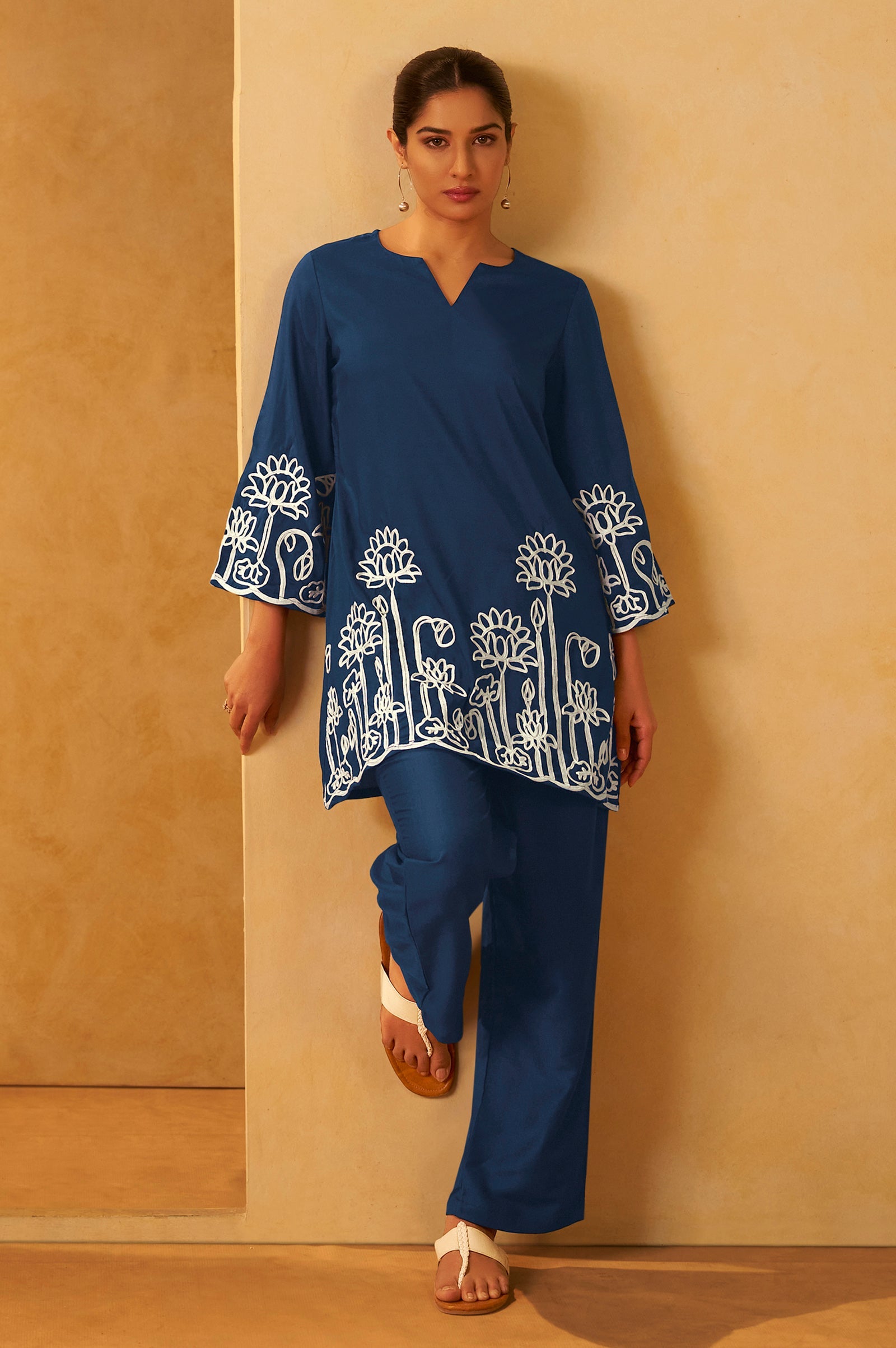 Midnight Grace Embroidered Cotton Co-Ord Set