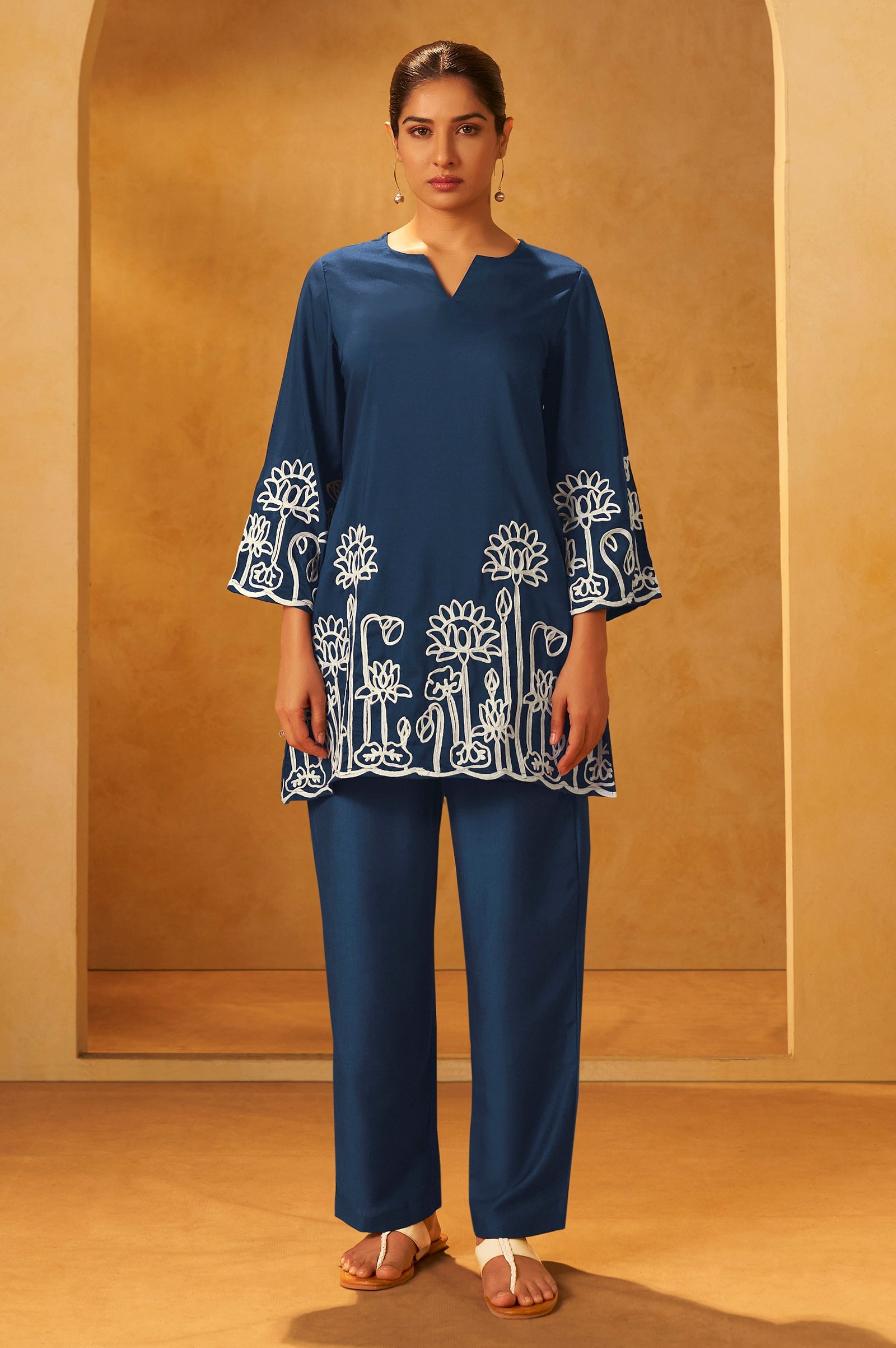 Midnight Grace Embroidered Cotton Co-Ord Set