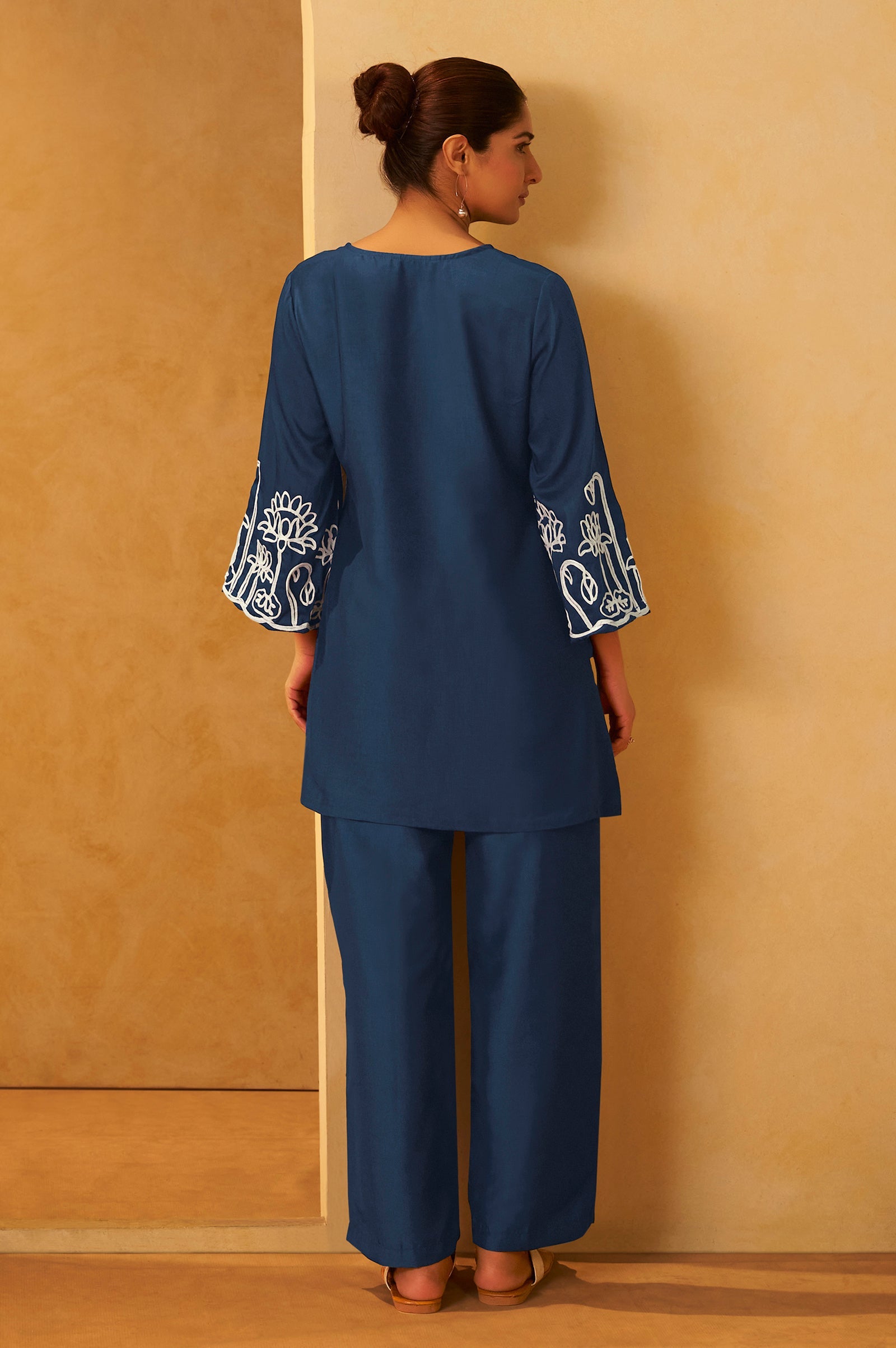 Midnight Grace Embroidered Cotton Co-Ord Set