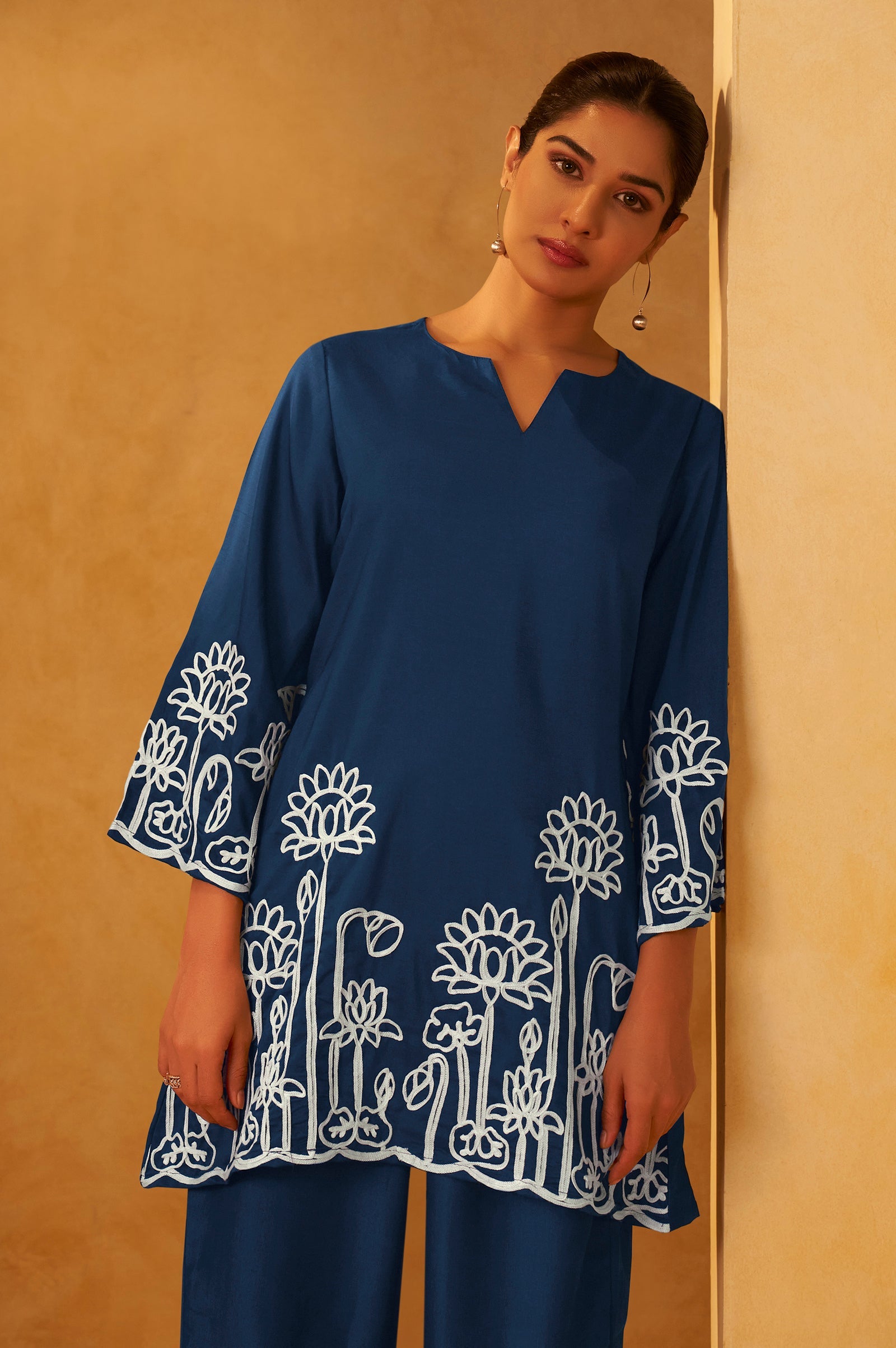 Midnight Grace Embroidered Cotton Co-Ord Set