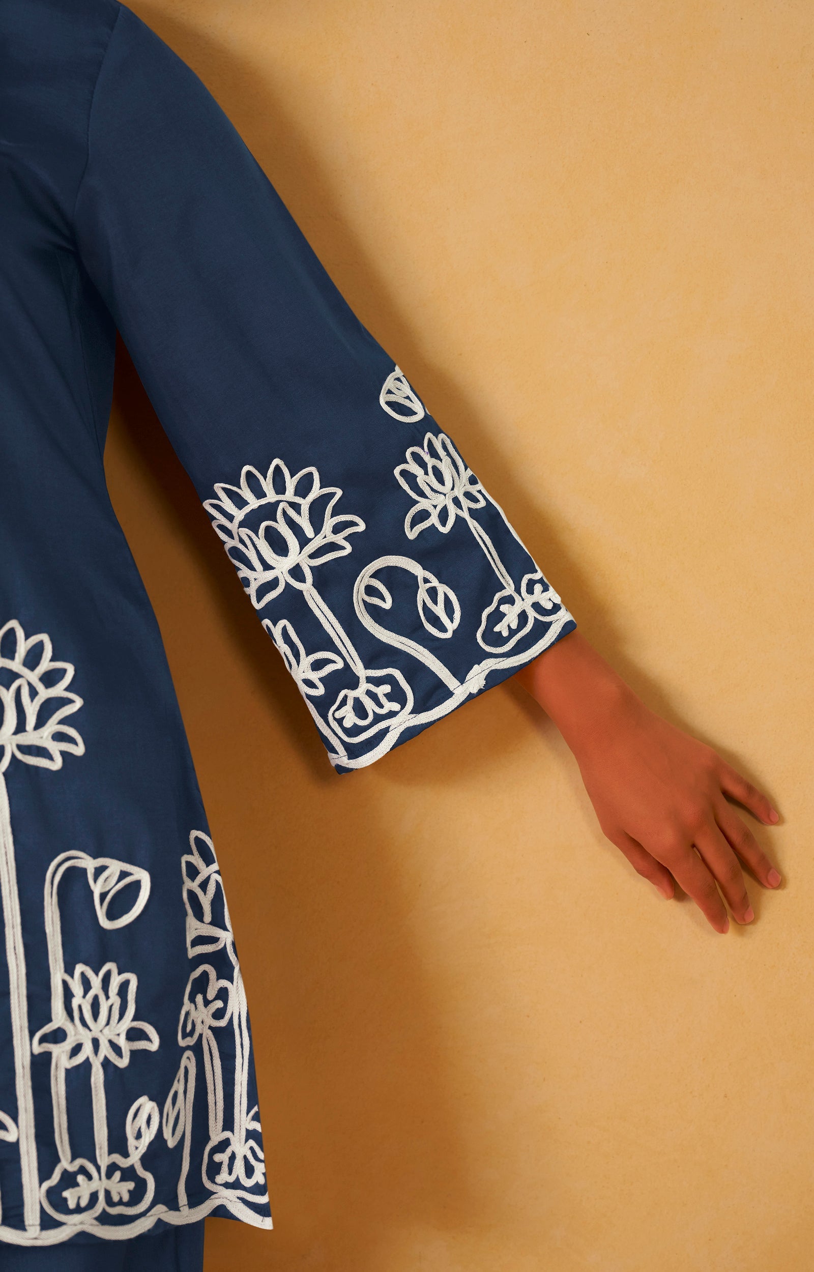 Midnight Grace Embroidered Cotton Co-Ord Set