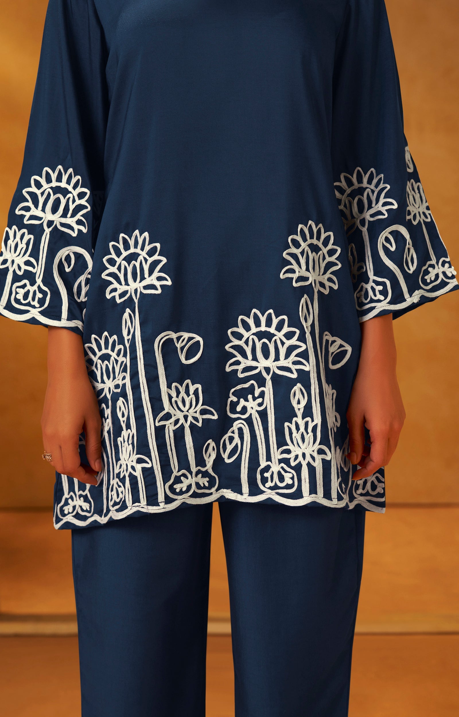 Midnight Grace Embroidered Cotton Co-Ord Set