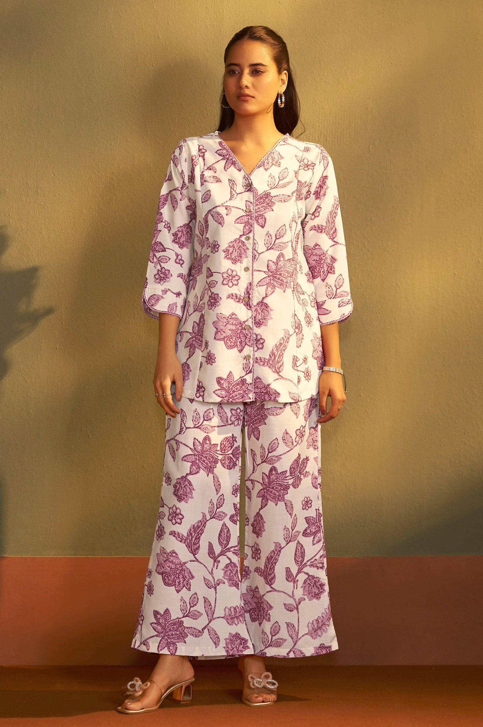 Ivory Bloom Printed Cotton Co-Ord Set