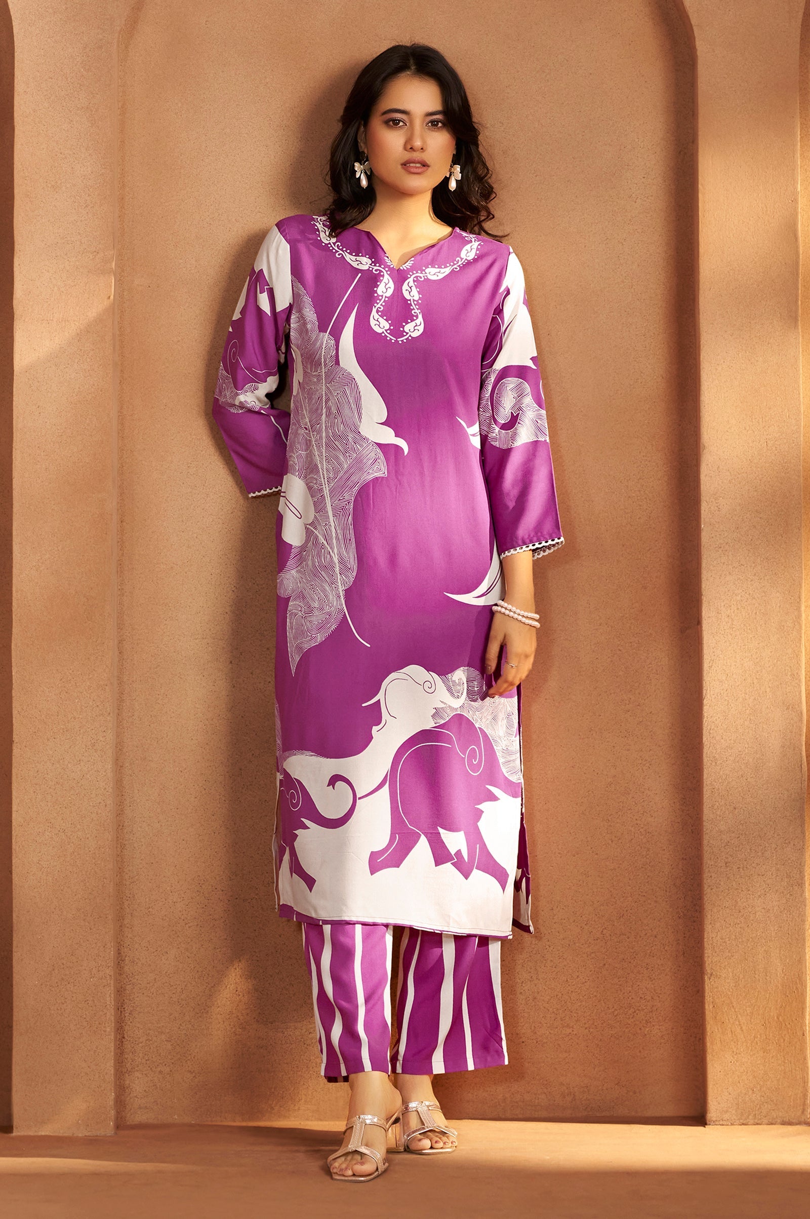 Royal Iris Printed Rayon Kurta Set