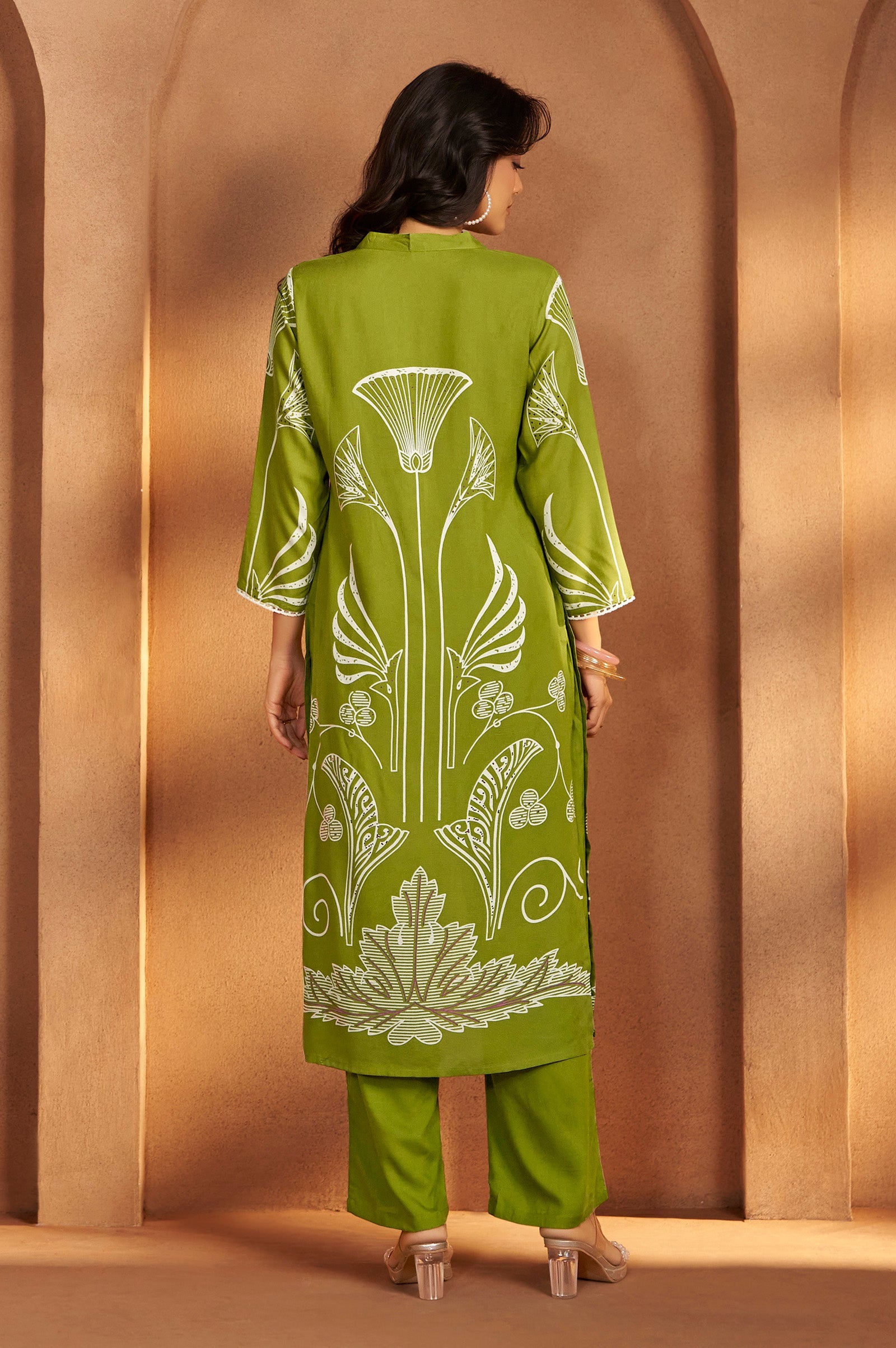 Emerald Bloom Printed Rayon Kurta Set