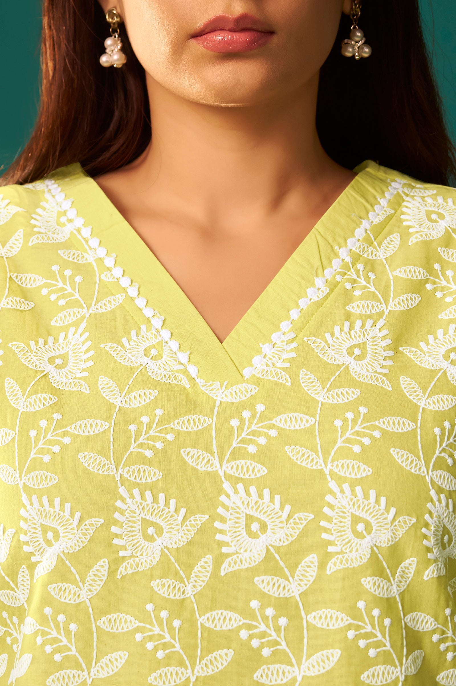 Sunheri Schiffli Cotton Co-Ord Set