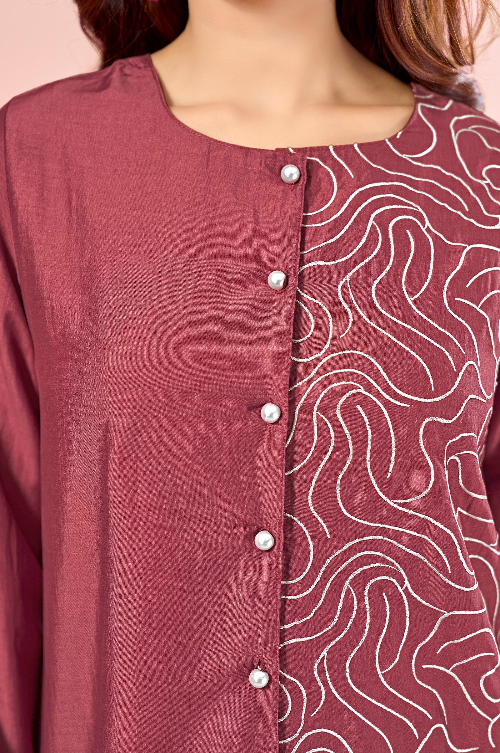Terracotta Grace Embroidered Cotton Co-Ord Set