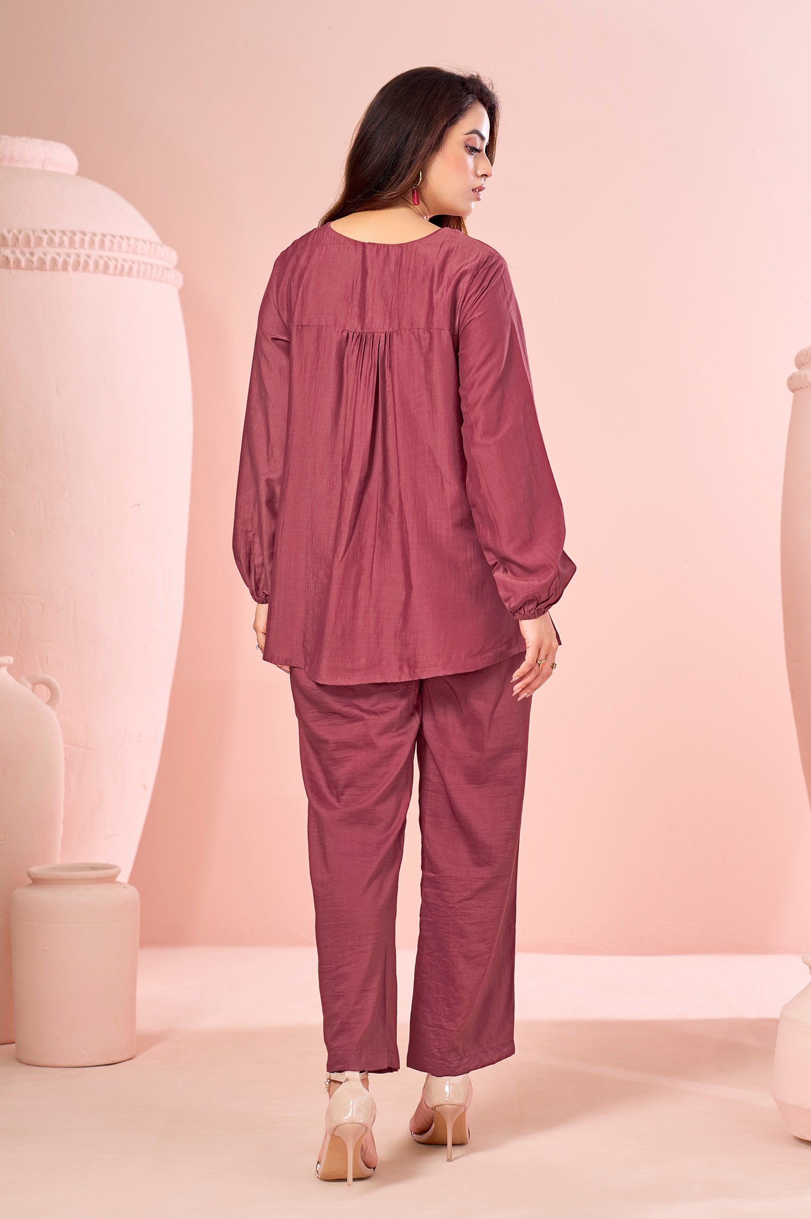 Terracotta Grace Embroidered Cotton Co-Ord Set