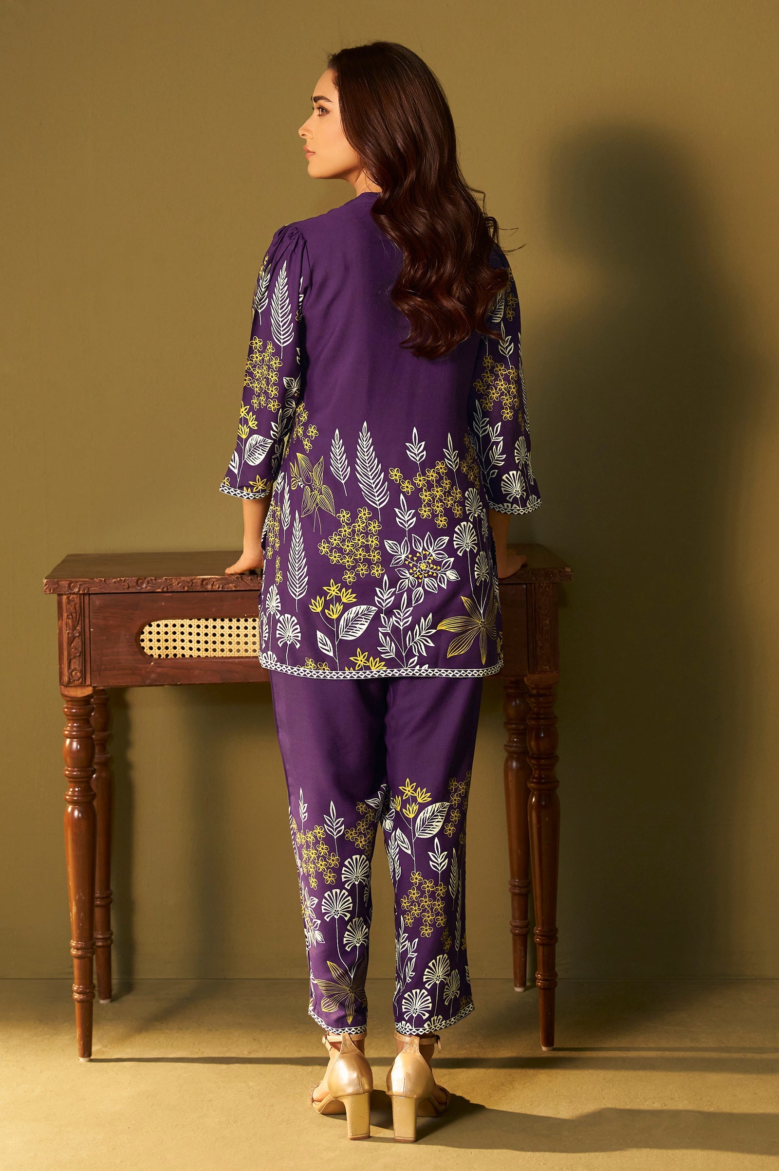 Royal Plum Printed Rayon Co-Ord Set