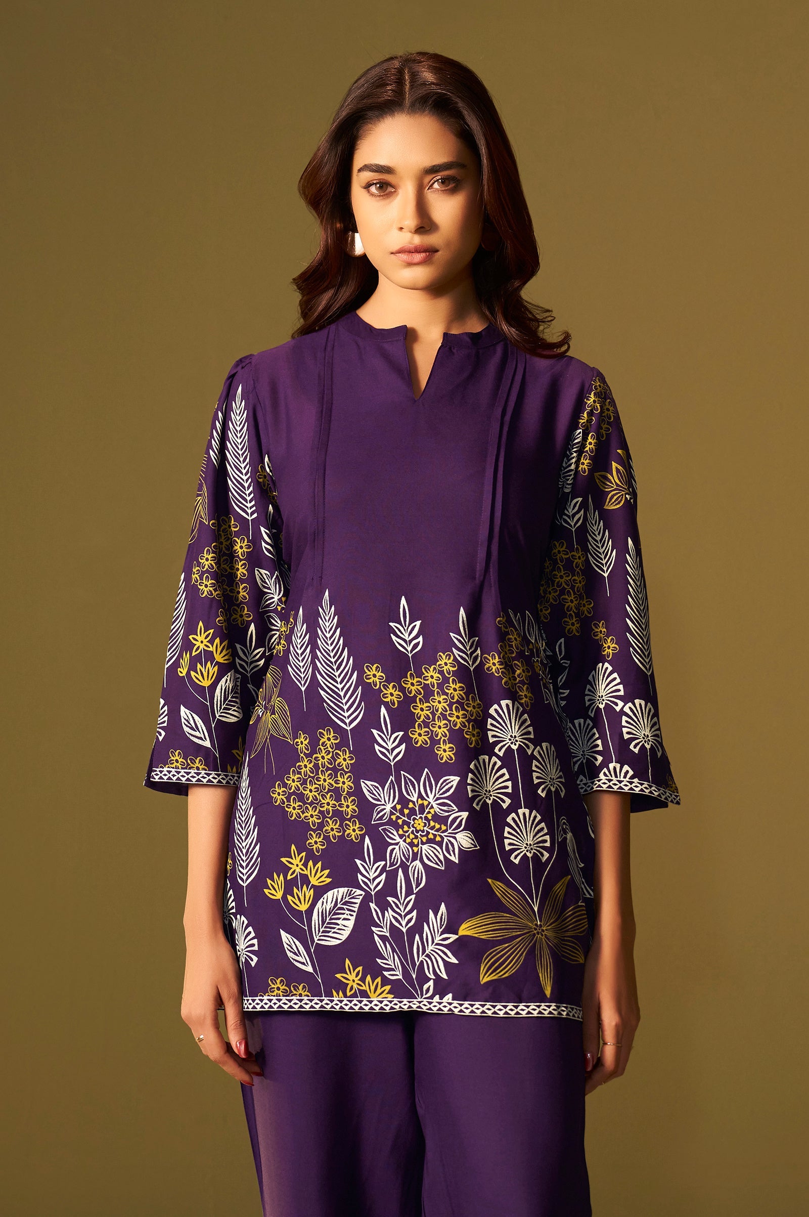 Royal Plum Printed Rayon Co-Ord Set