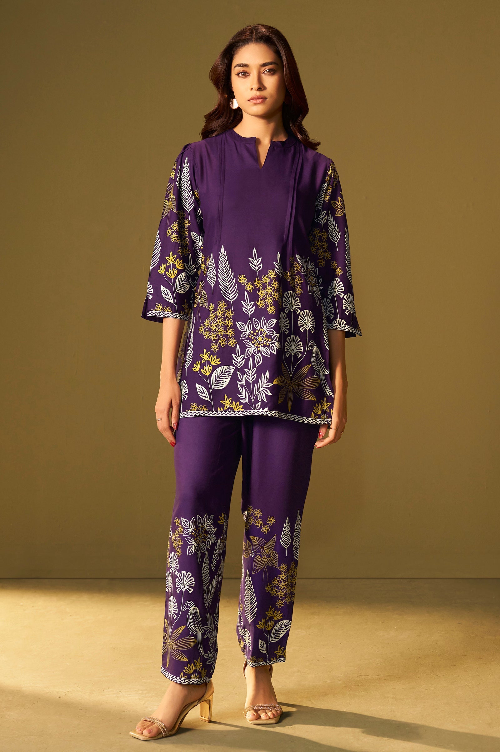 Royal Plum Printed Rayon Co-Ord Set