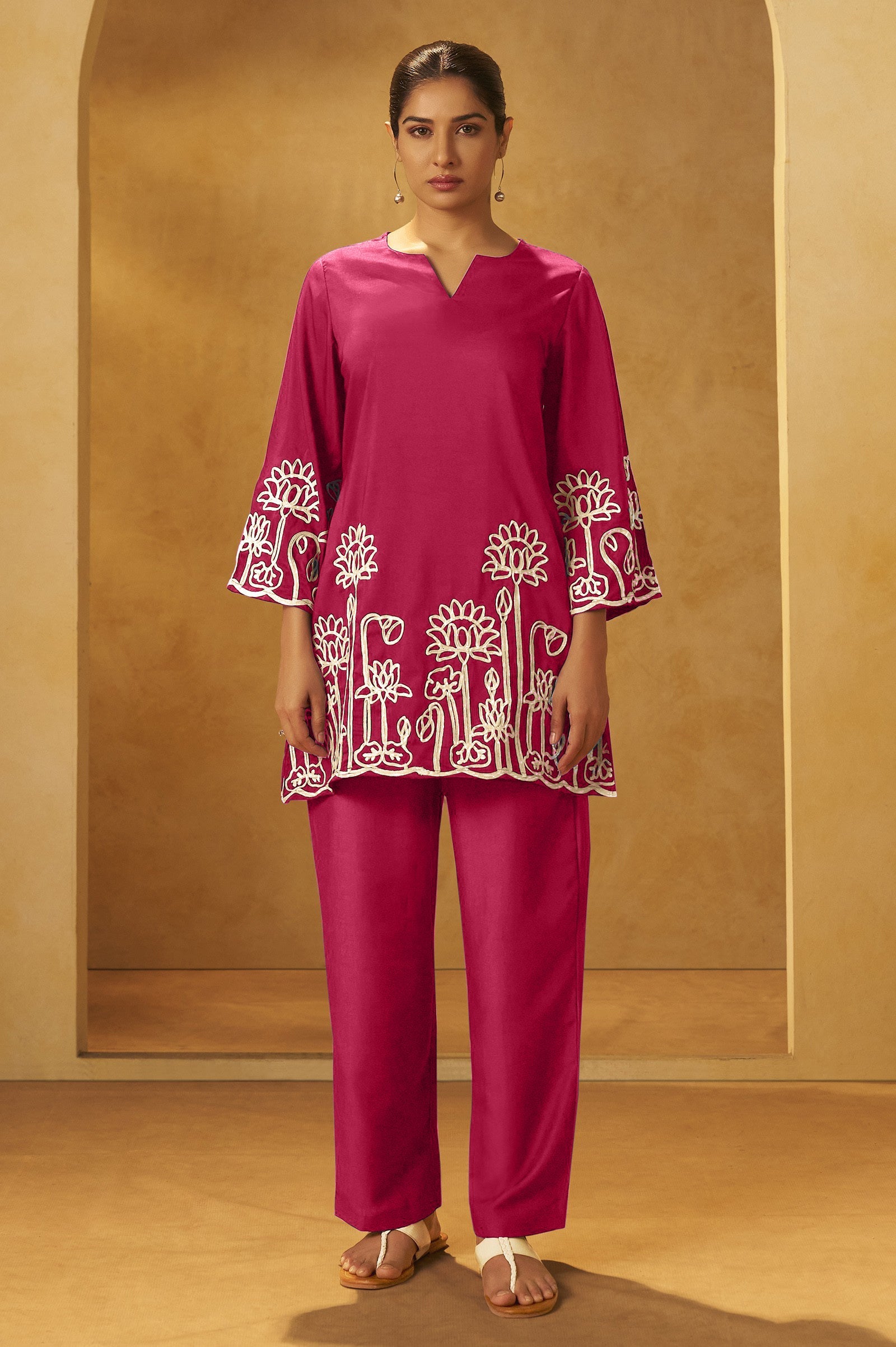 Blush Grace Embroidered Cotton Co-Ord Set