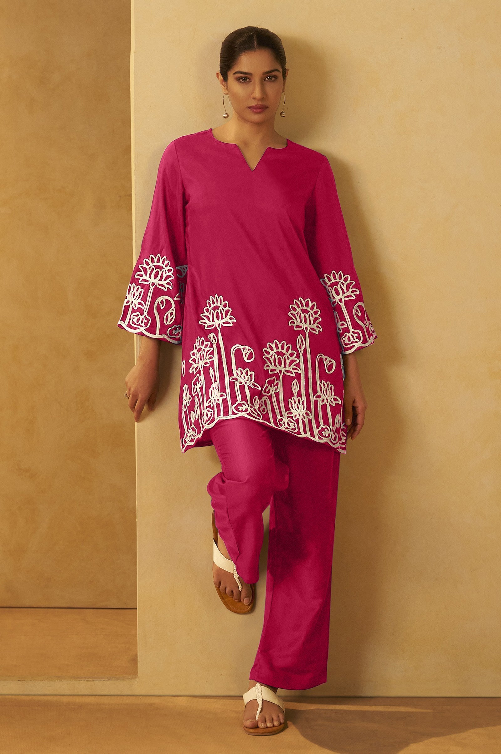 Blush Grace Embroidered Cotton Co-Ord Set