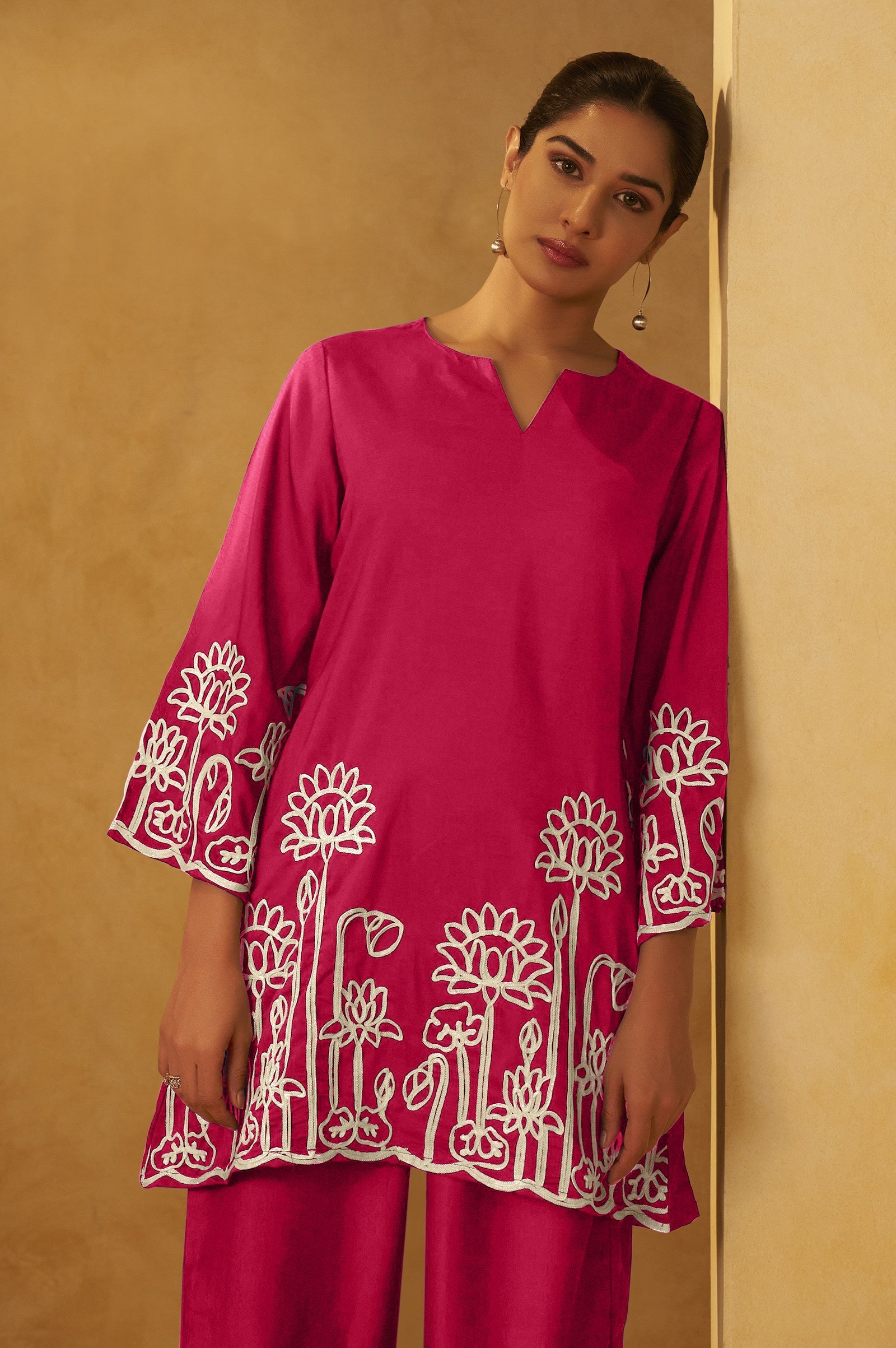 Blush Grace Embroidered Cotton Co-Ord Set