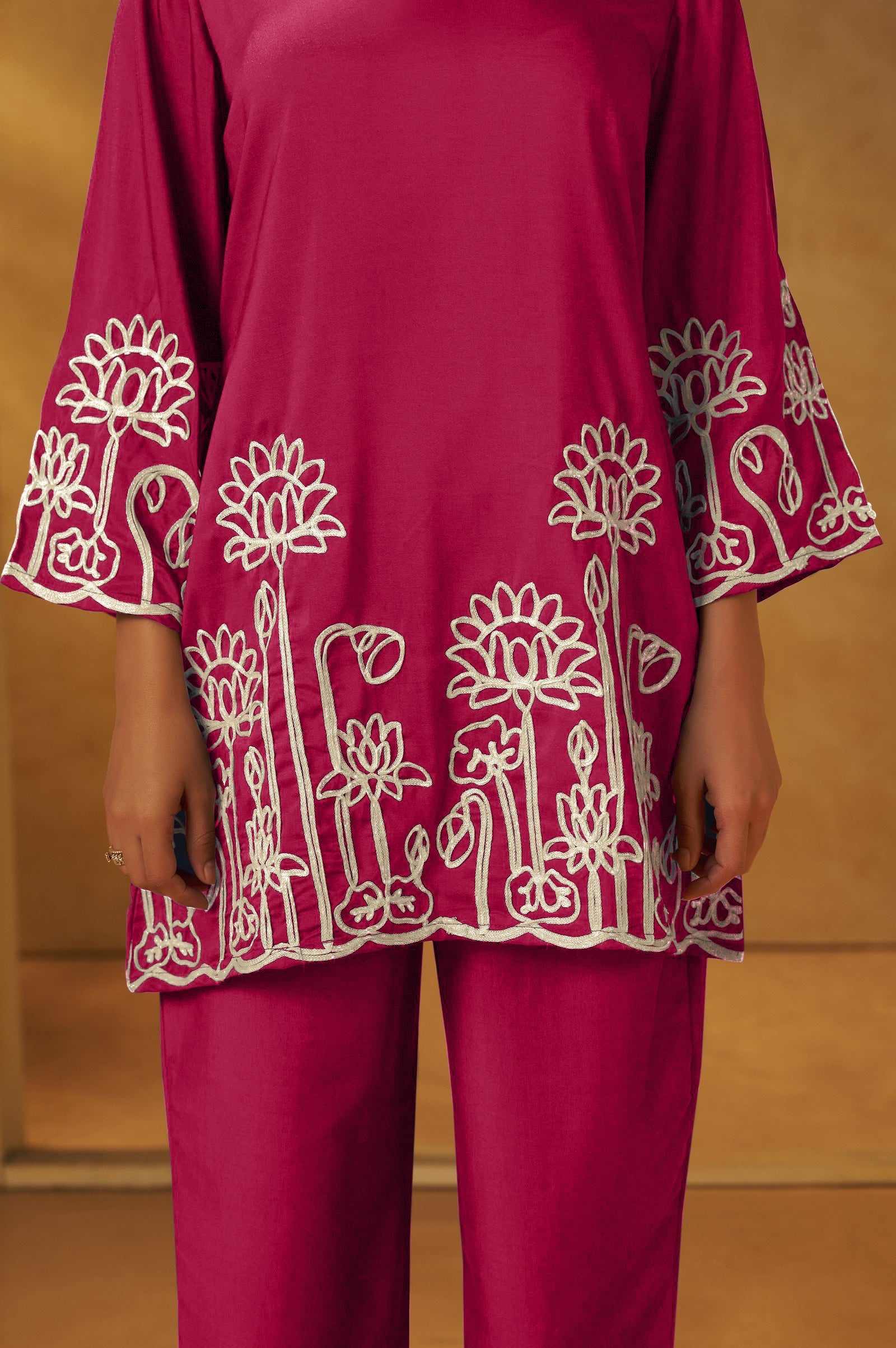 Blush Grace Embroidered Cotton Co-Ord Set