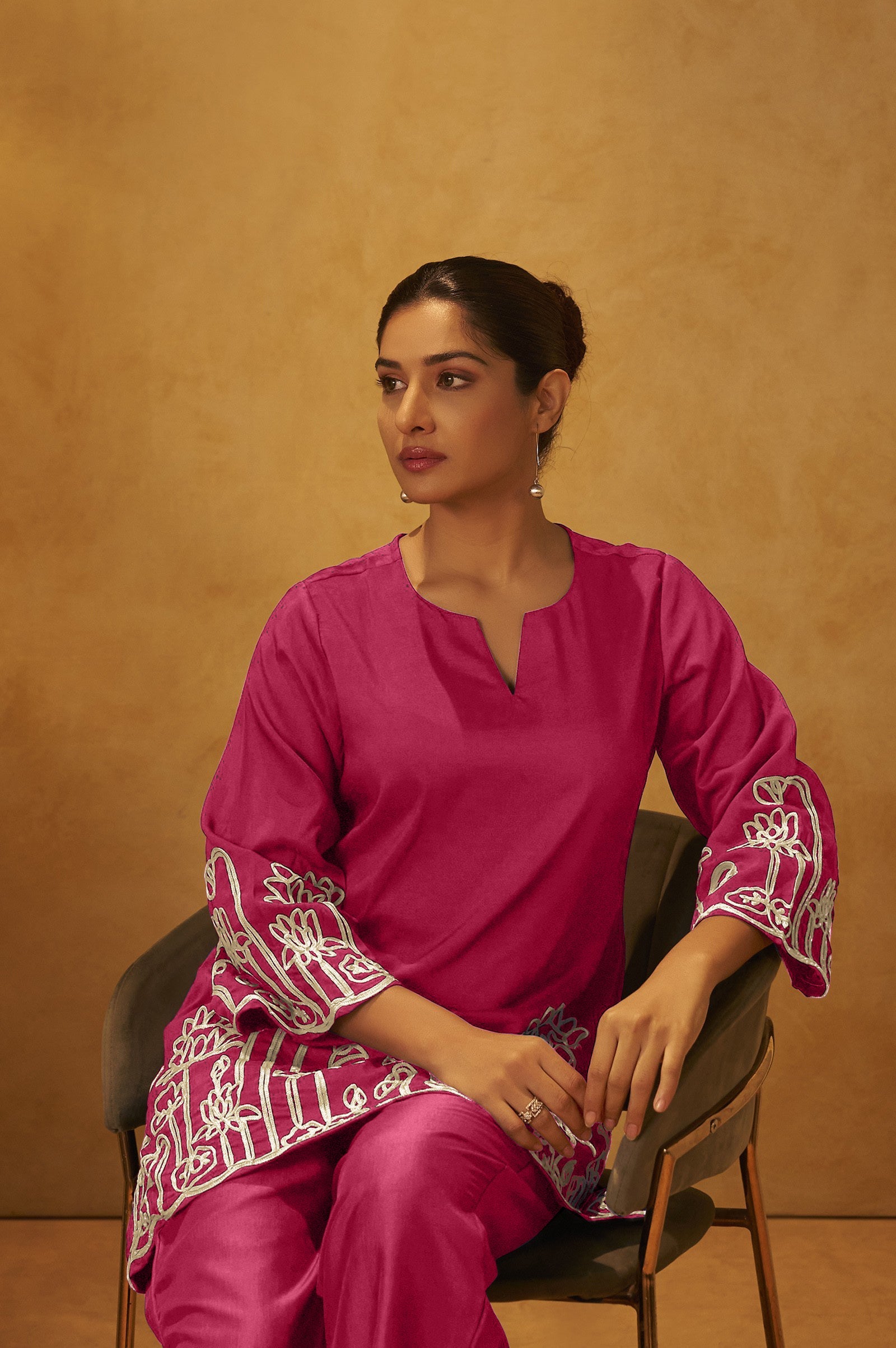 Blush Grace Embroidered Cotton Co-Ord Set