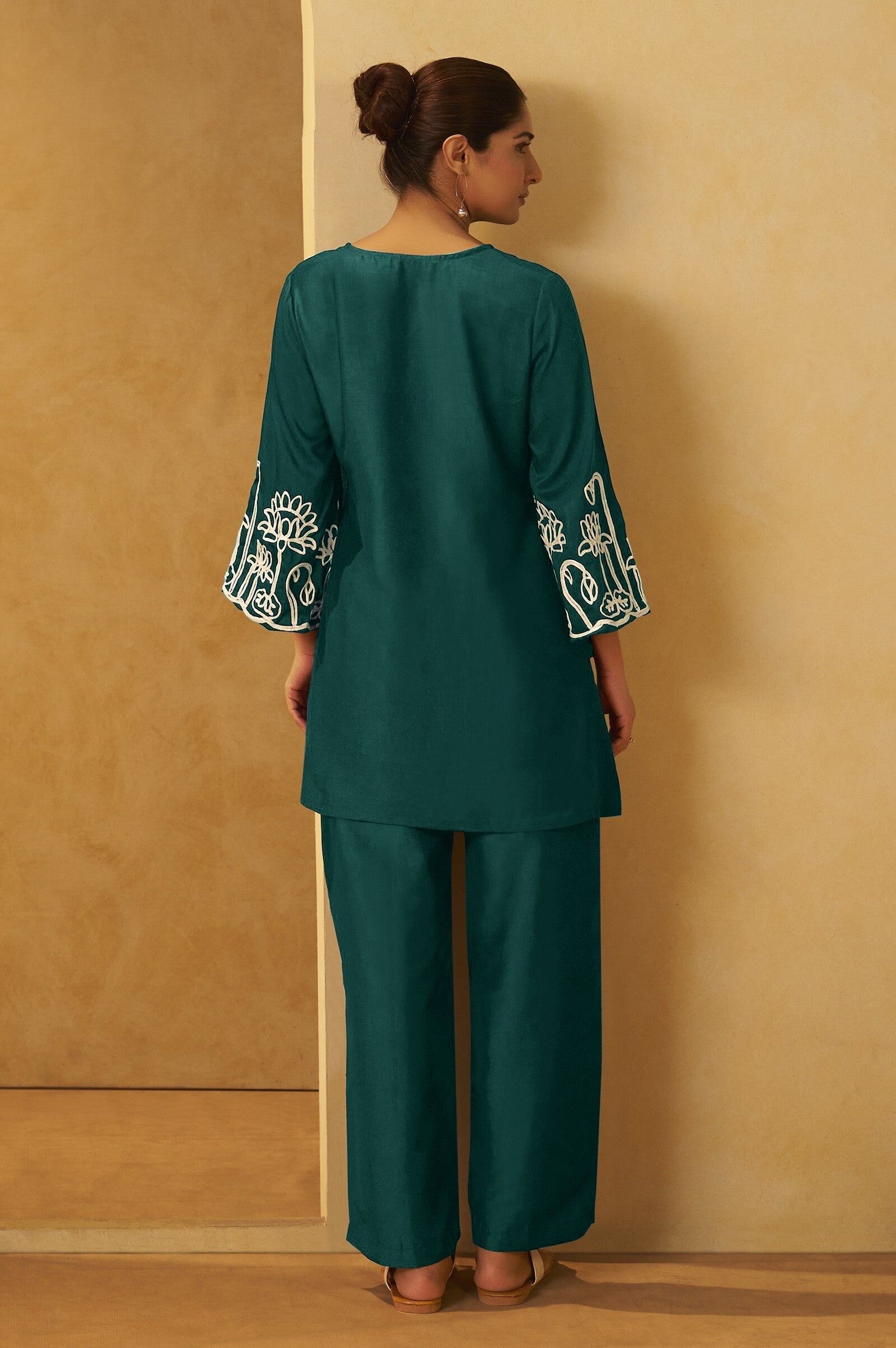 Emerald Grace Embroidered Cotton Co-Ord Set