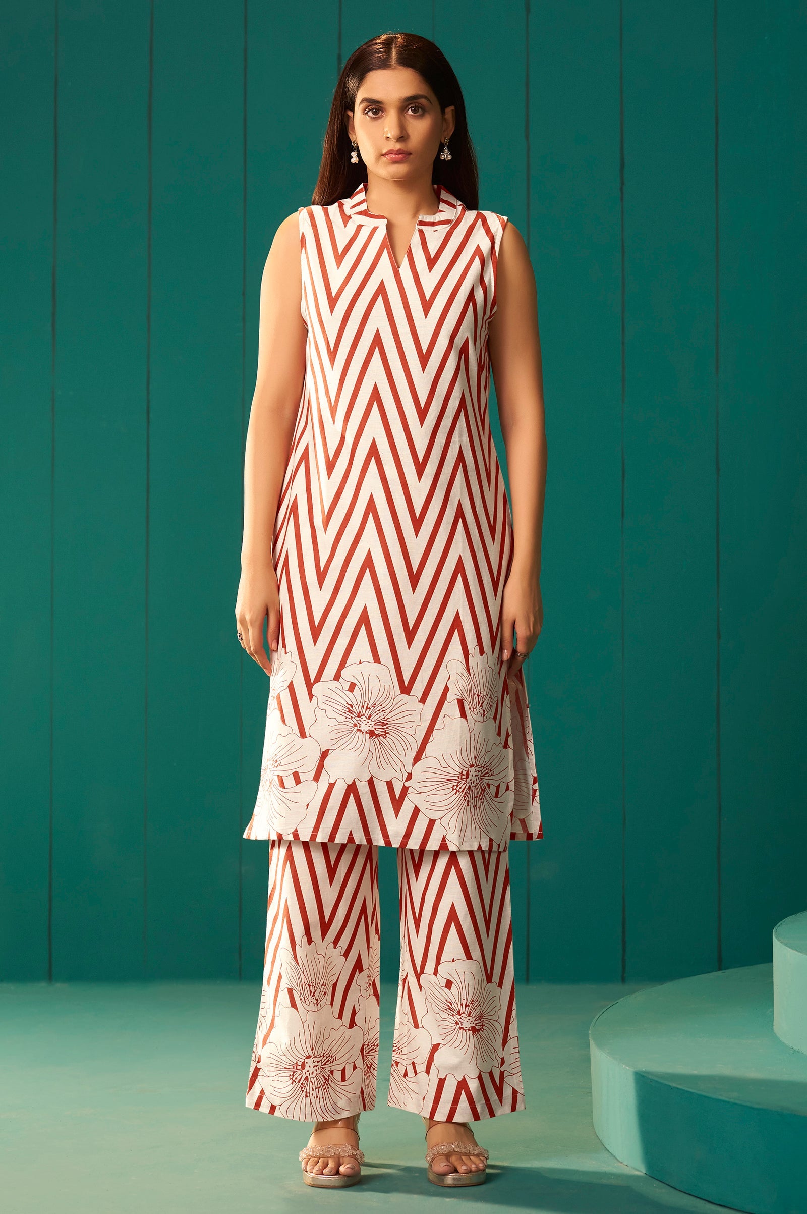 Ivory Bloom Printed Cotton Kurta