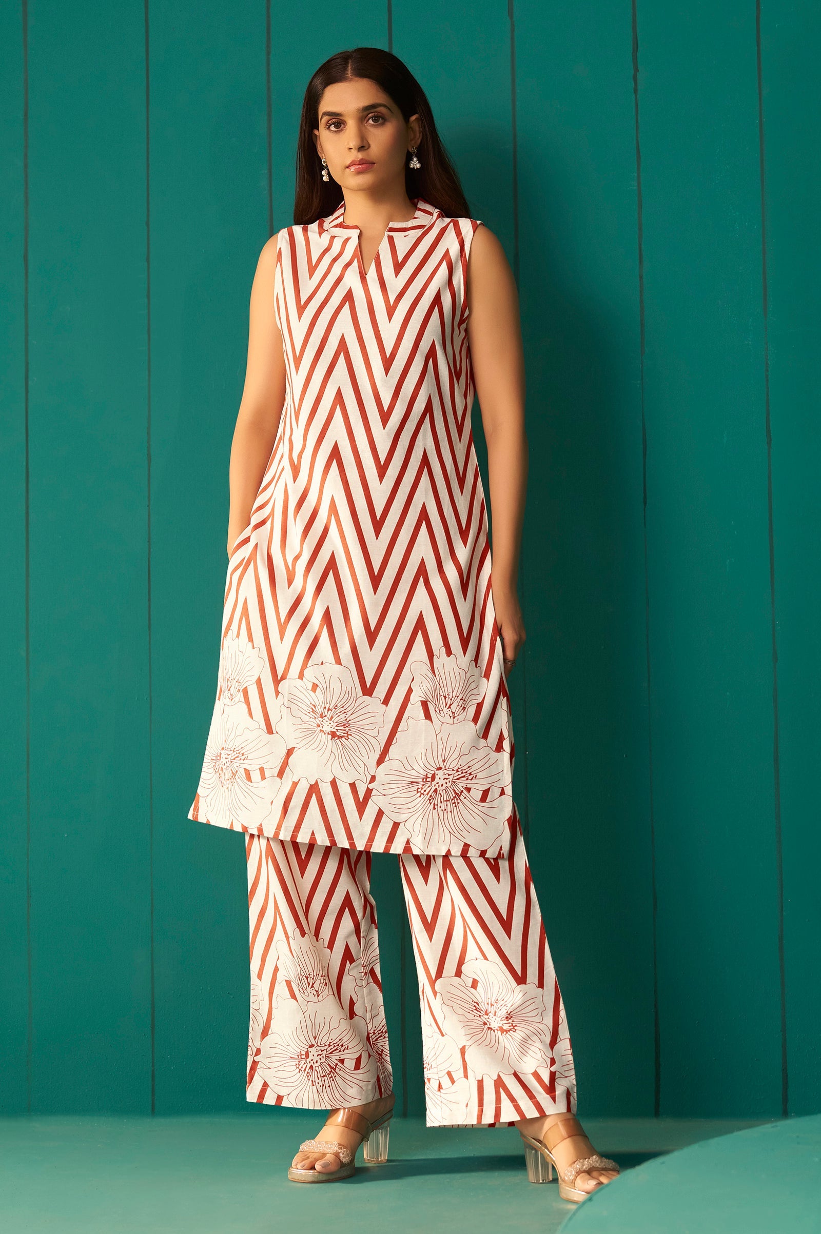 Ivory Bloom Printed Cotton Kurta