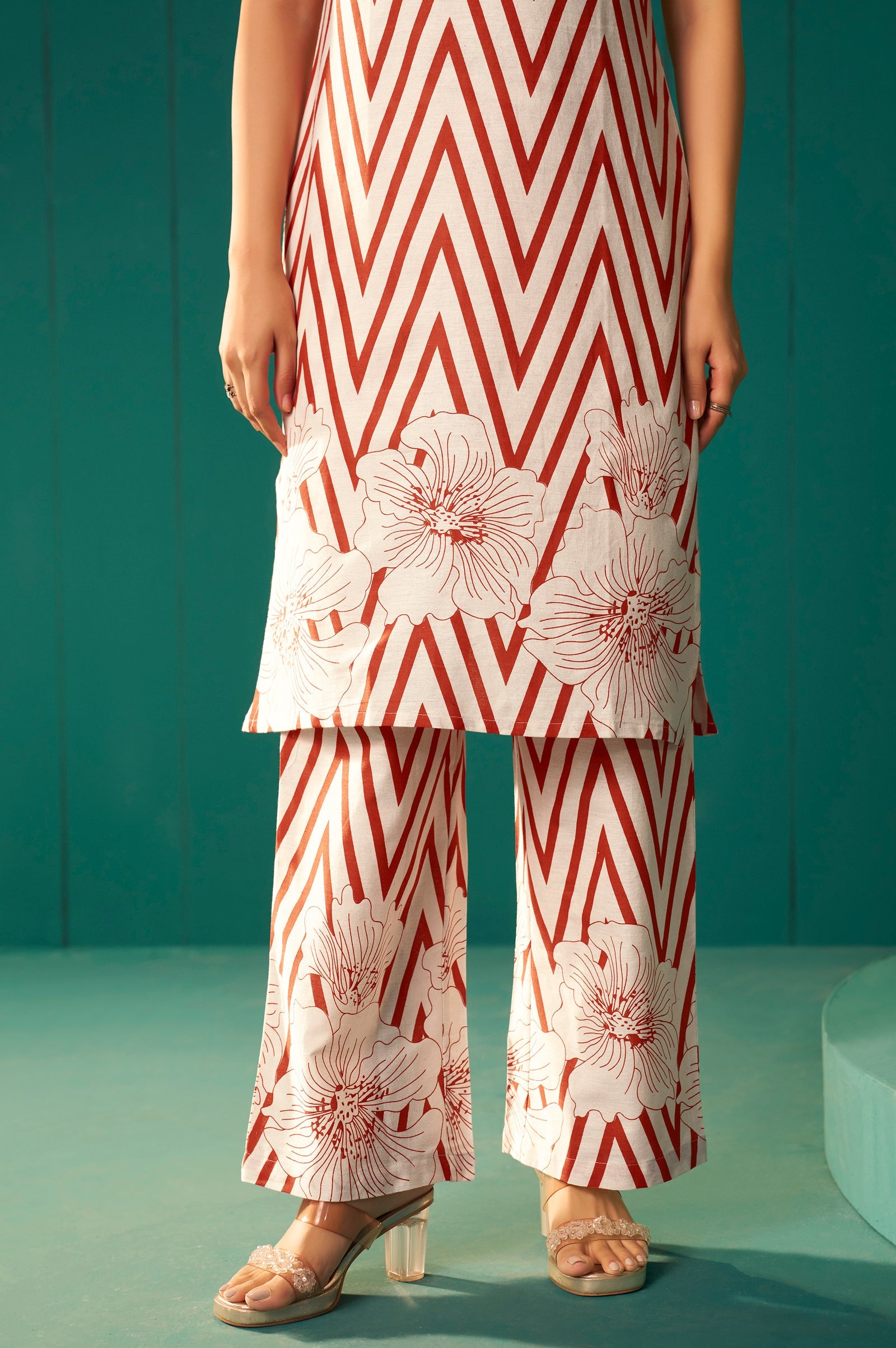 Ivory Bloom Printed Cotton Kurta
