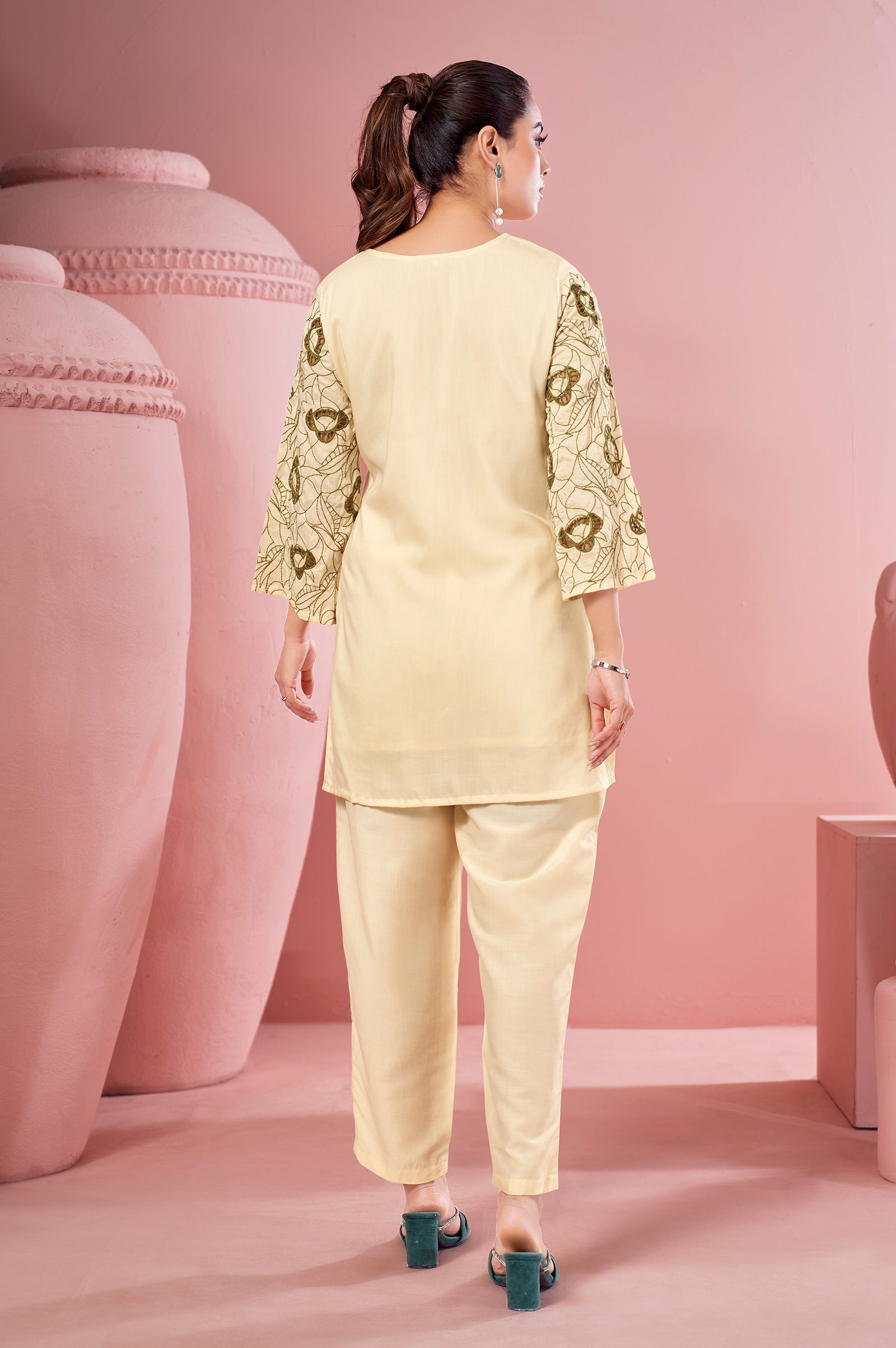 Ivory Grace Embroidered Cotton Co-Ord Set